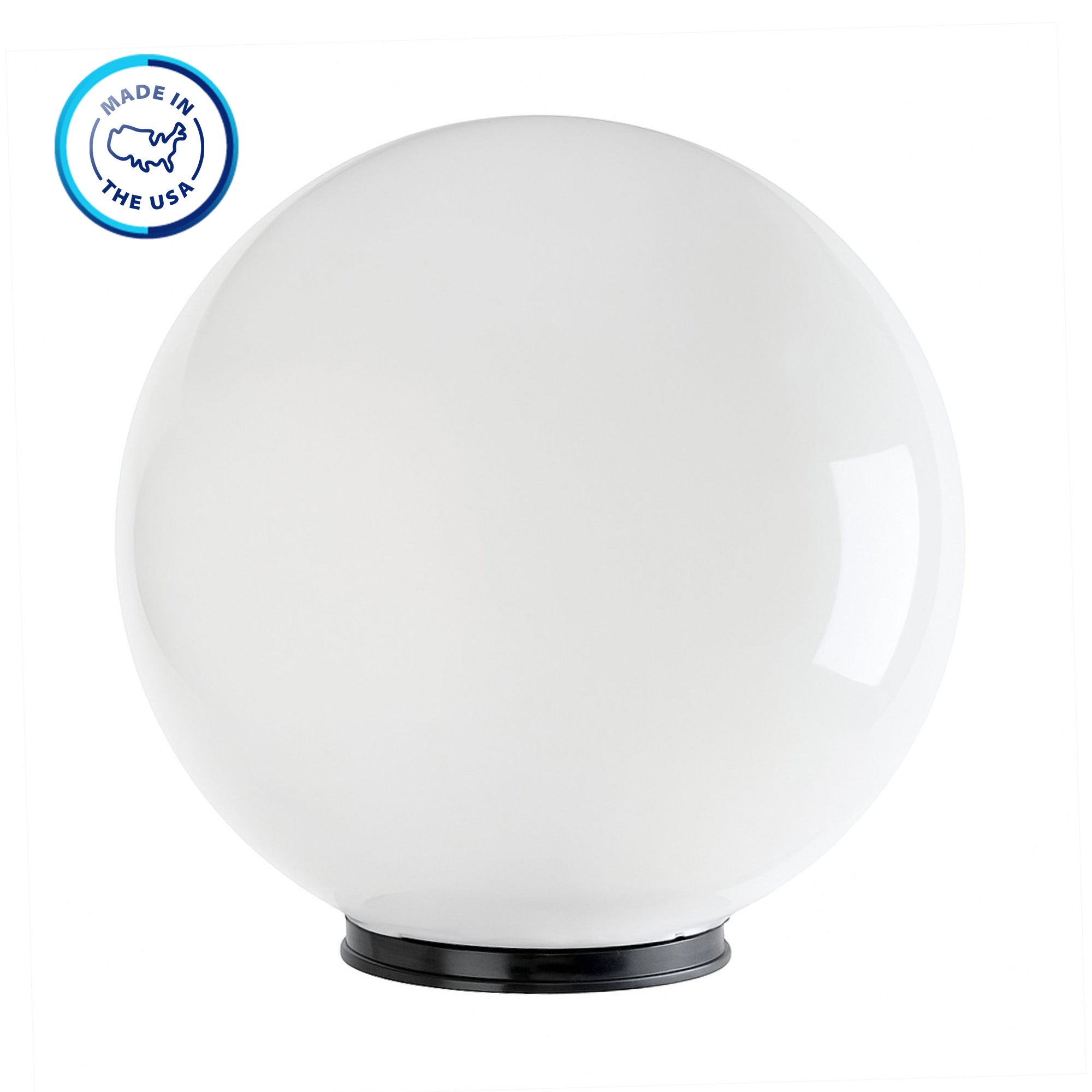 12" White Acrylic Lamp Post Globe with 6 Inch Solid Flange Neck