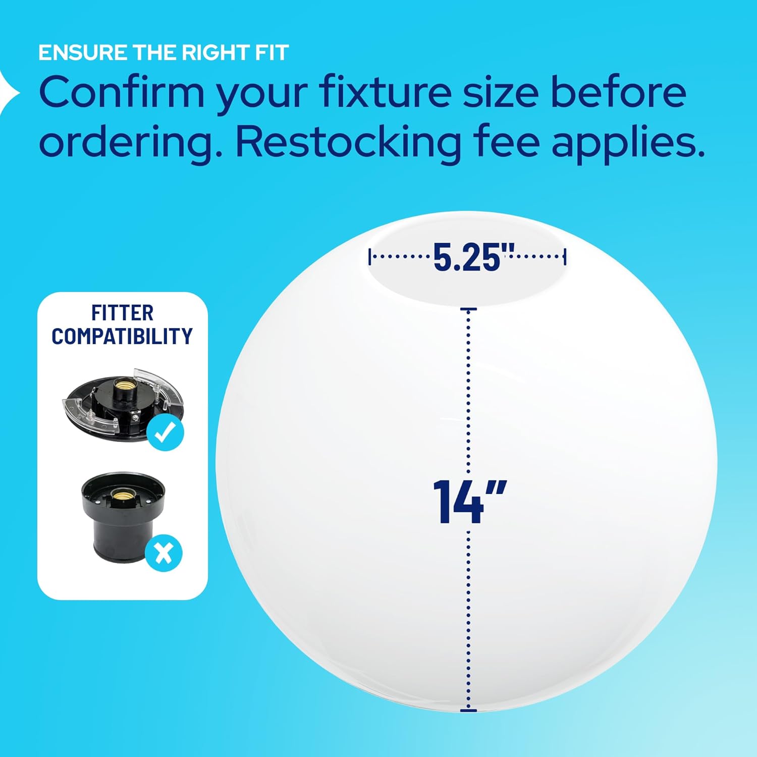 14" Globe with 5.25" Neckless Opening