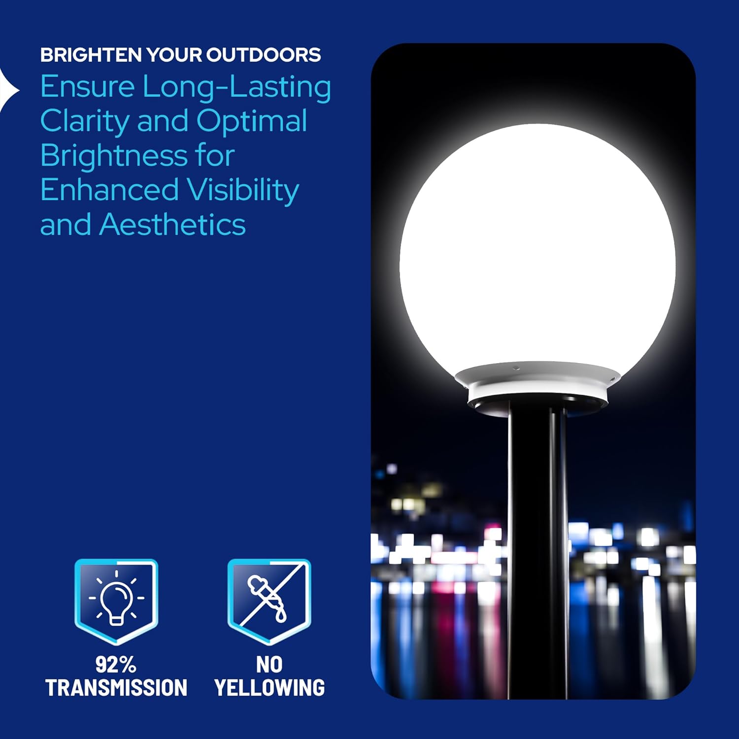 14" Custom Lamp Post Globe installed on lamp post fixture