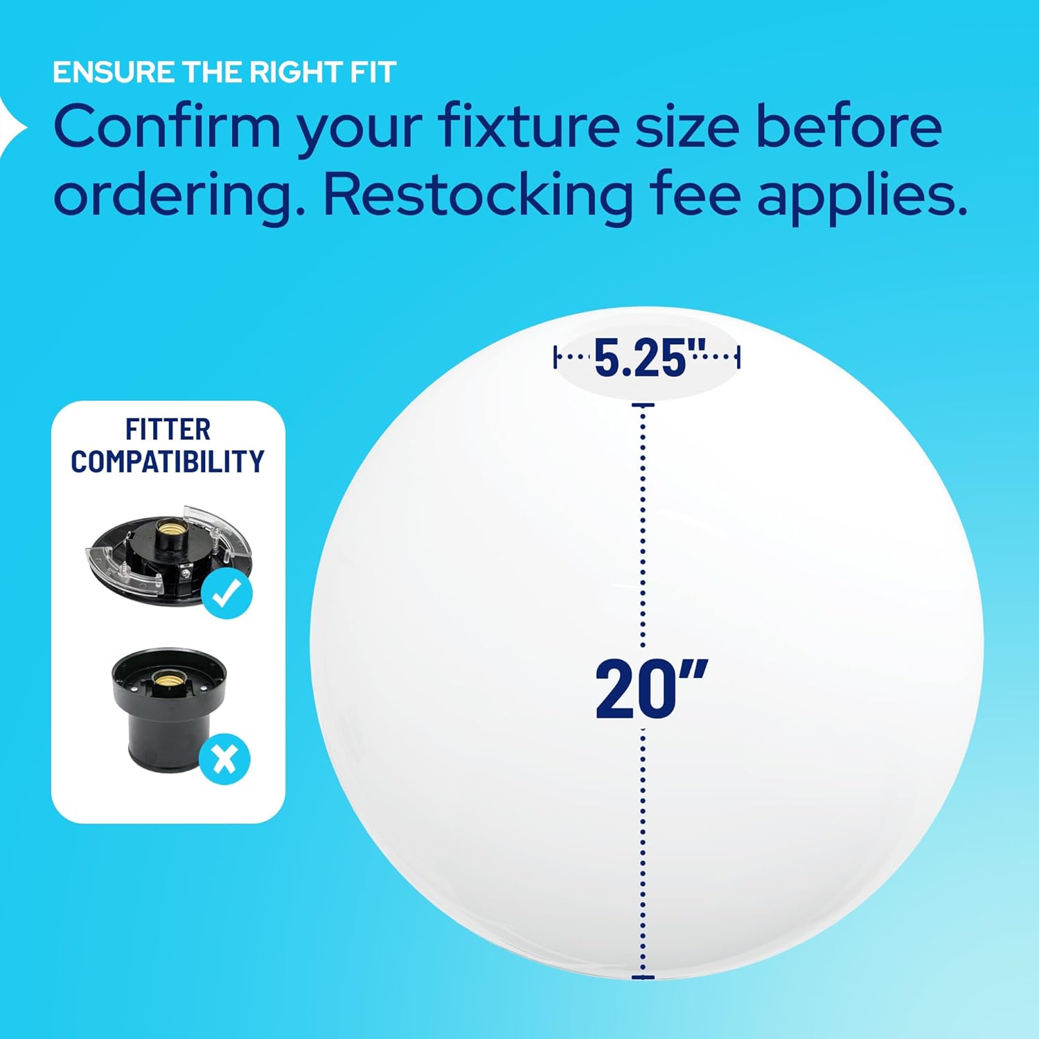 20" Globe with 5.25" Neckless Opening