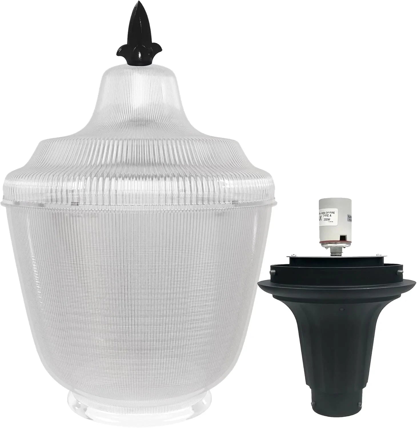 Lamp Post Top Replacement Cover with Finial & Cast Aluminum Fitter