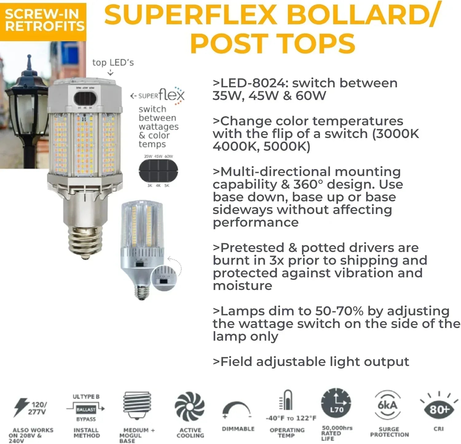 20" Premium Lamp Post Globe Combo Lighting Fixture