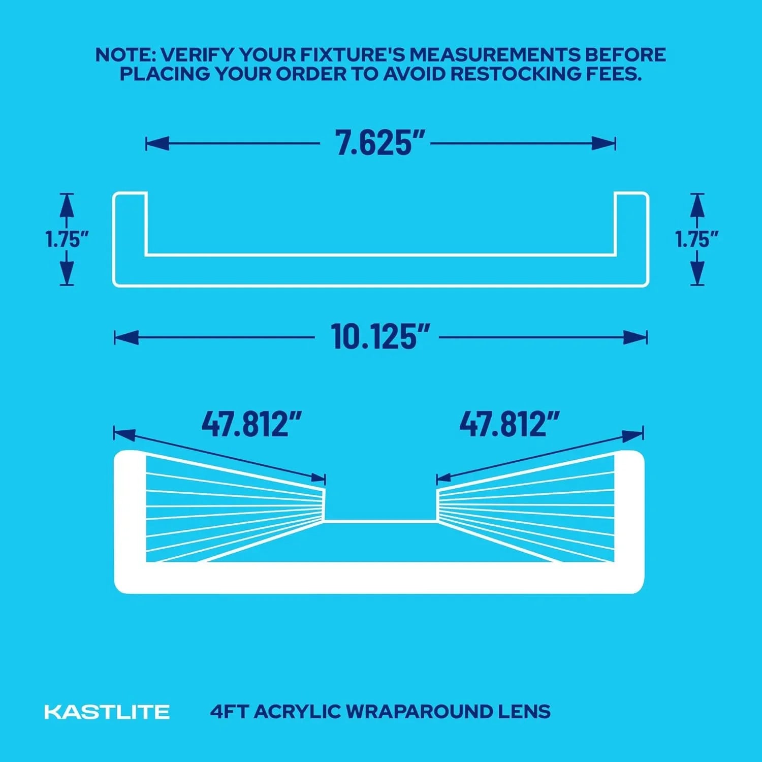 DLB48 4Ft 2 Lamp Wrap Around for Lithonia Ceiling Fixture Replacement Shade specifications and mounting detail