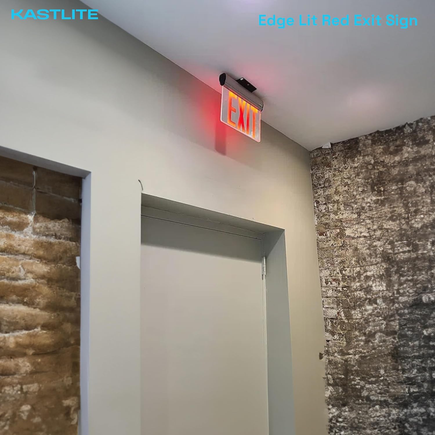 KastLite LED Emergency Edge-Lit Exit Sign, 180 Min Backup, Damp Rated