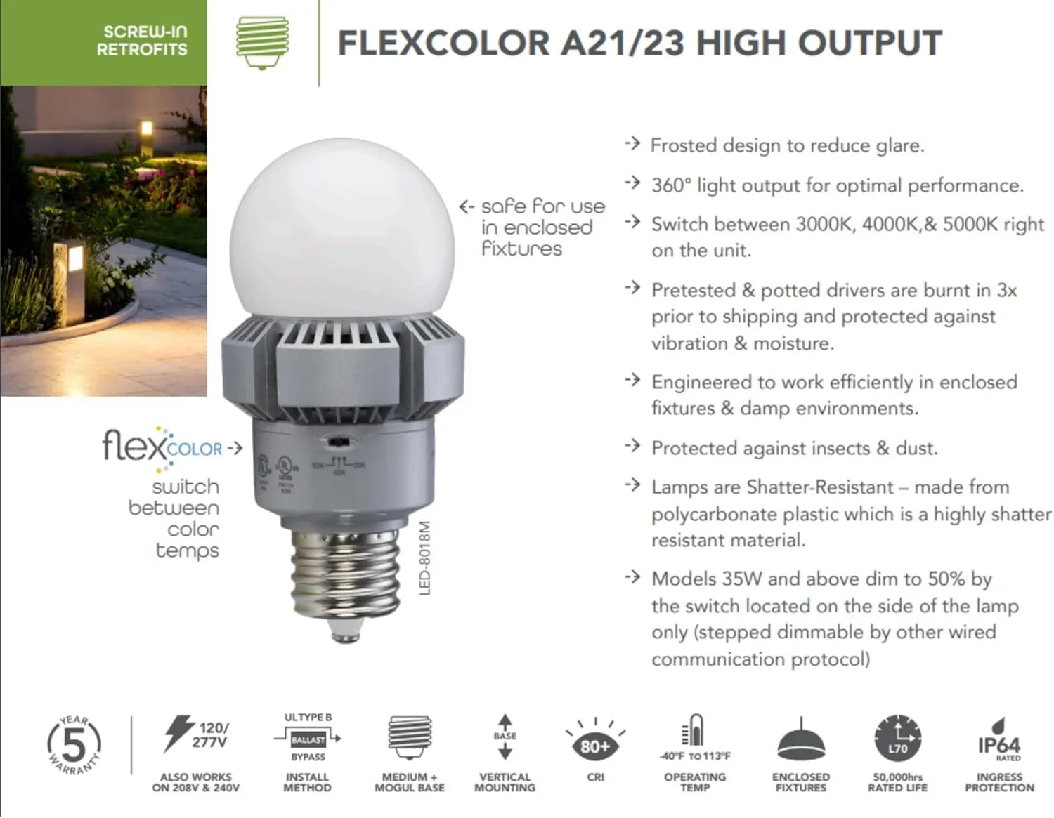 LED-8017E345-G3 Flex Color High Output Bulb