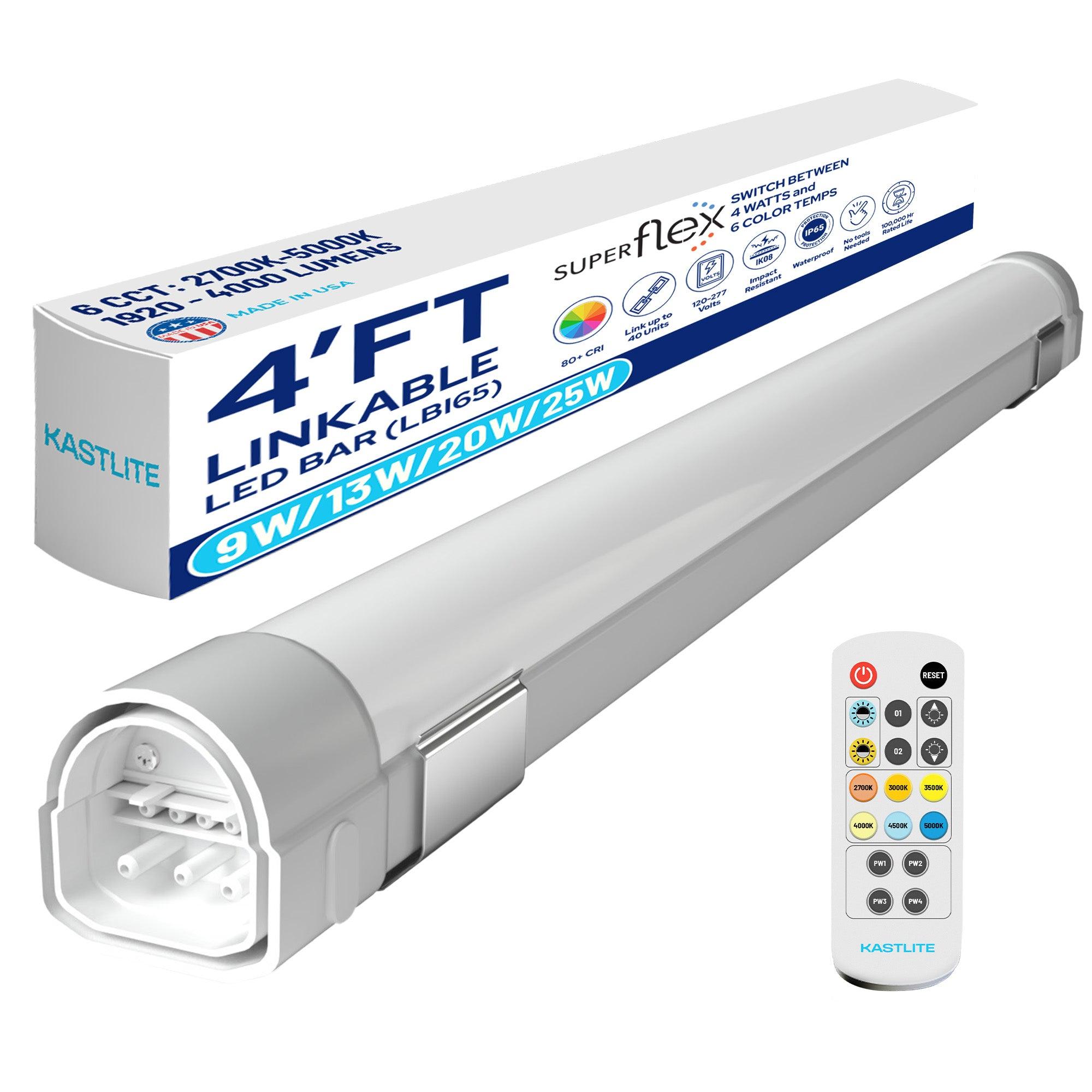 4-Way Linkable Waterproof 4 Ft LED Shop Light with Remote Control