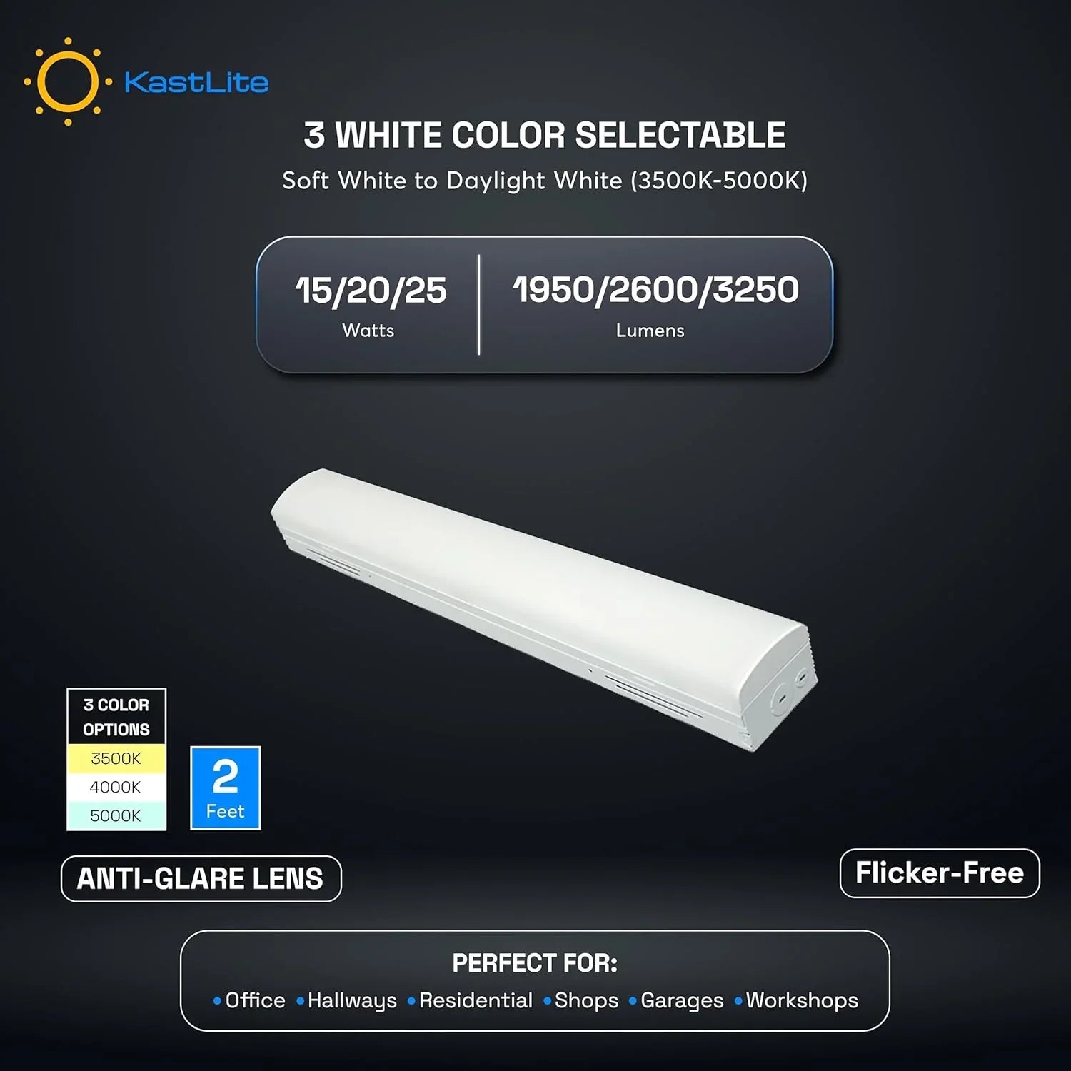 Integrated LED Watt/CCT Selectable White Strip Light