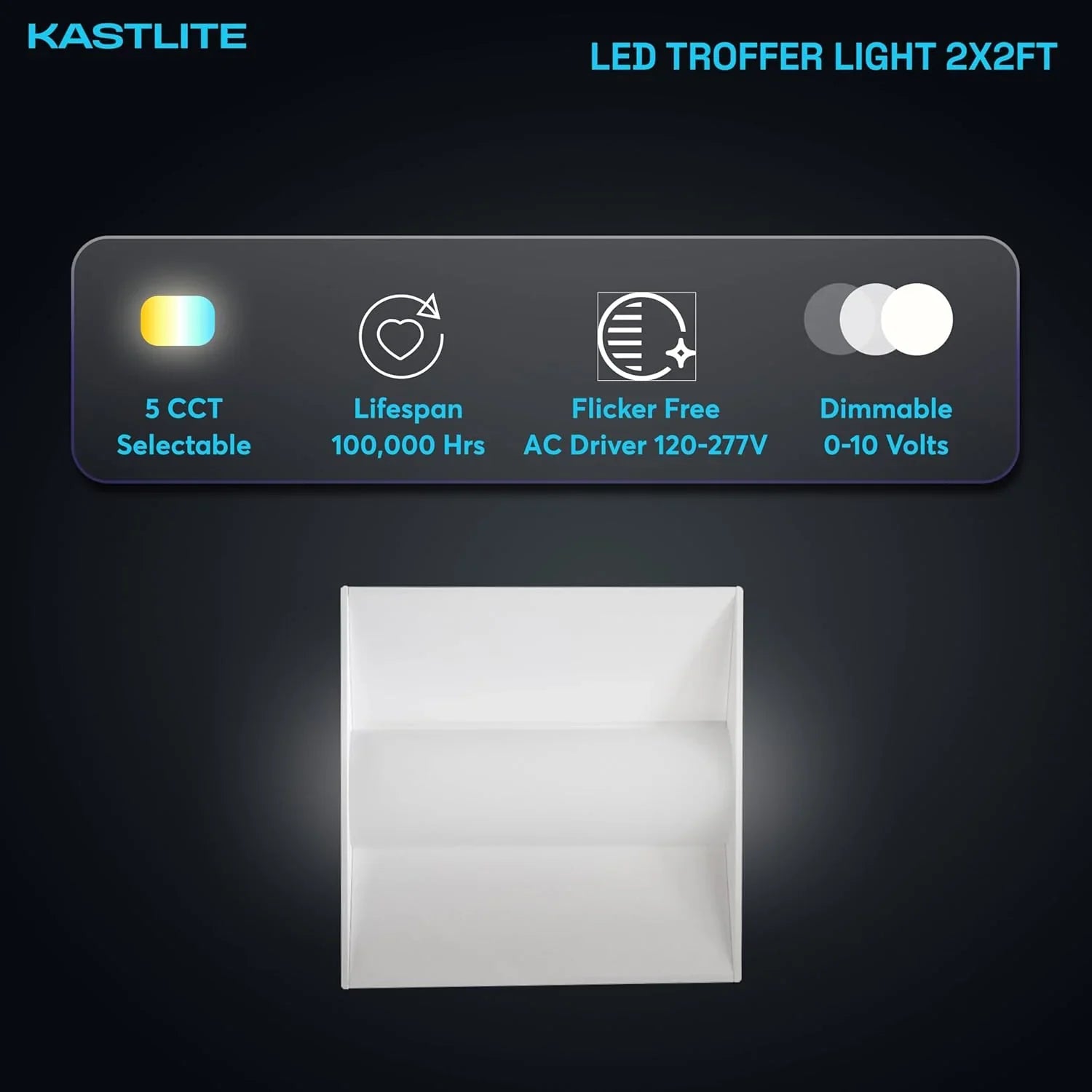 2 x 2 Ft Dimmable 3-Watt & 5-CCT Selectable White LED Center Basket Troffer