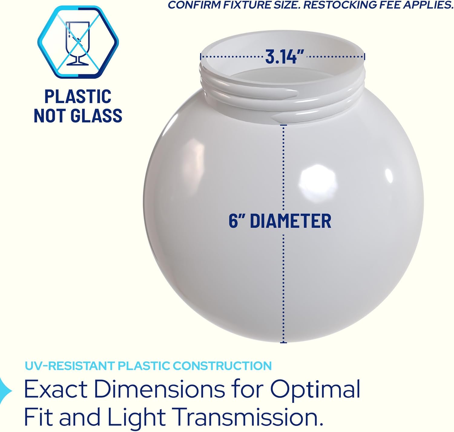 6" Globe with 3.14" Screw Neck