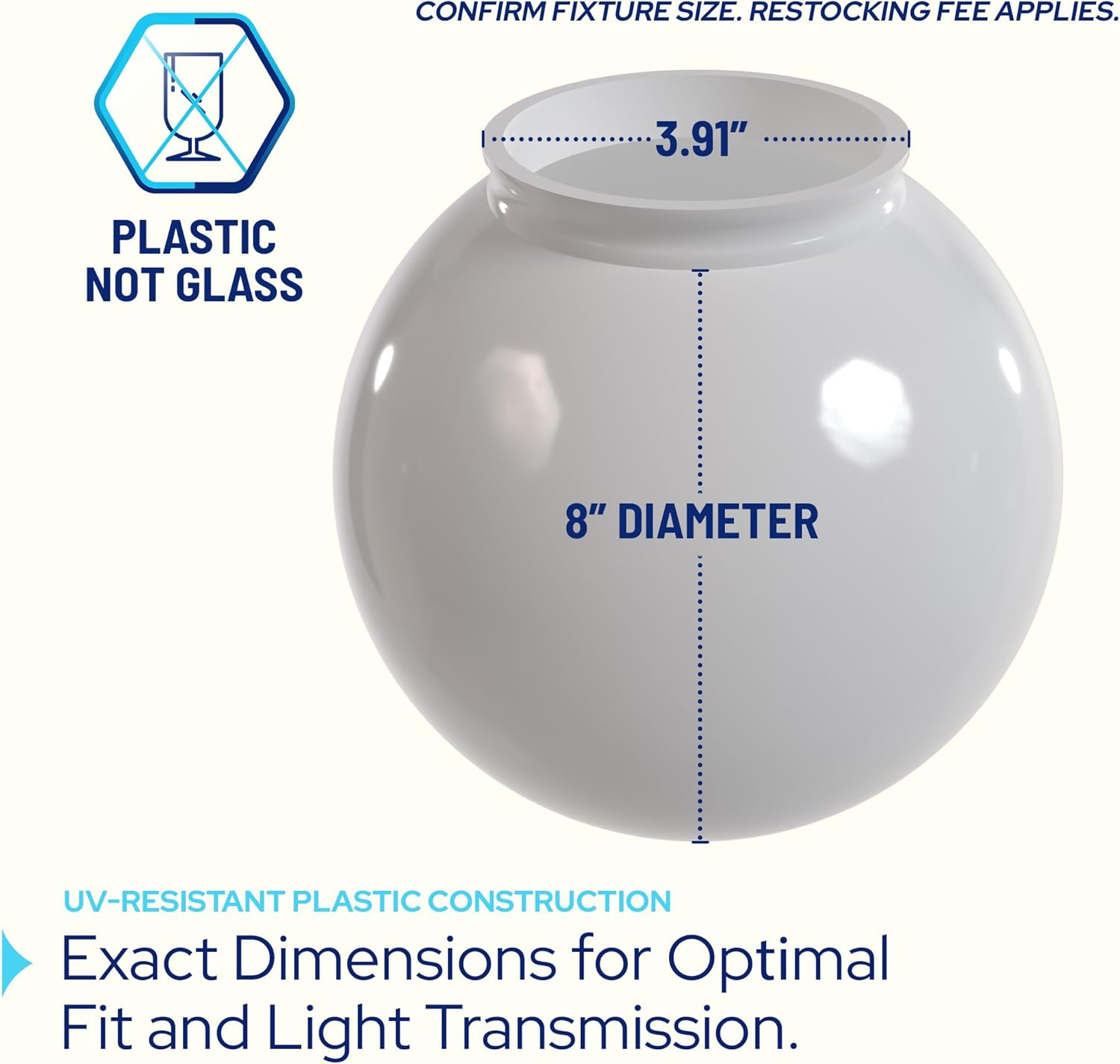 8" Globe with 3.91" Fitter Neck