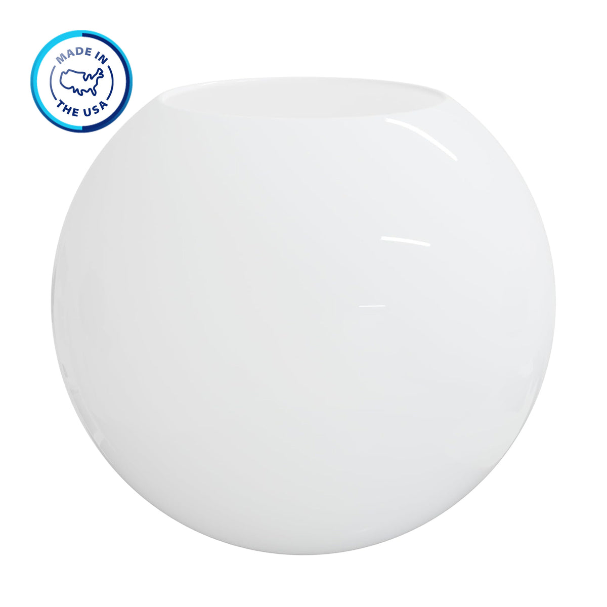 Custom cut white globe light fixture