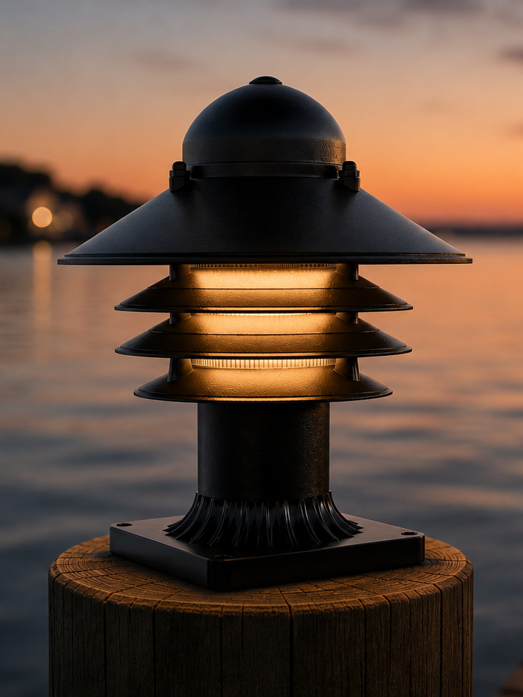 Nautical Post Walkway Lamp with Pier Mounting Base