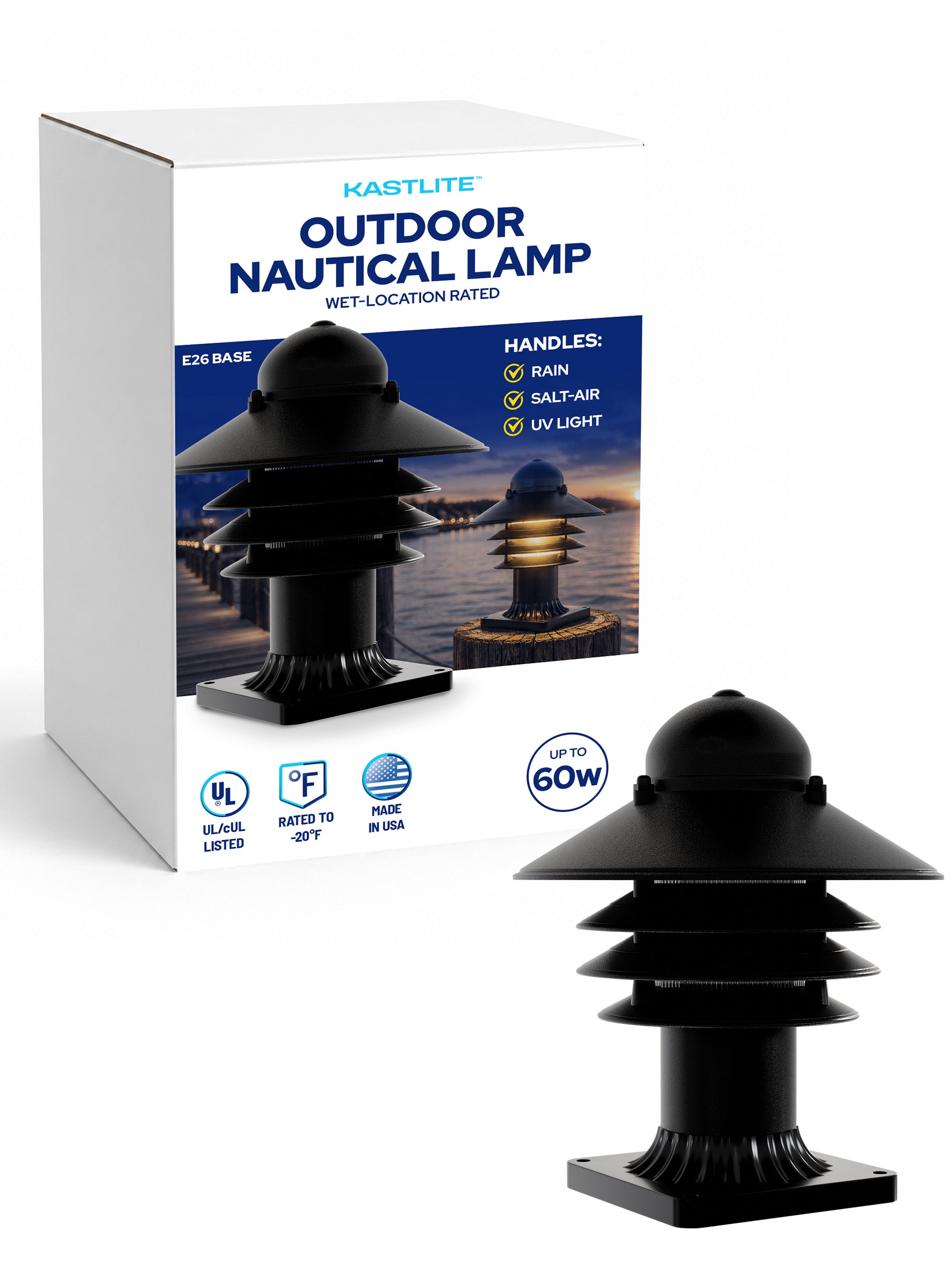 Nautical Post Walkway Lamp with Pier Mounting Base