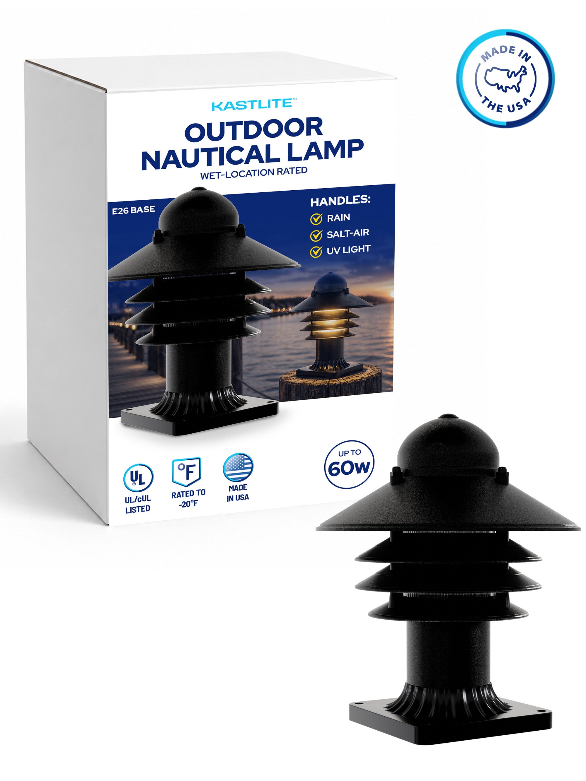 Nautical Post Walkway Lamp with Pier Mounting Base