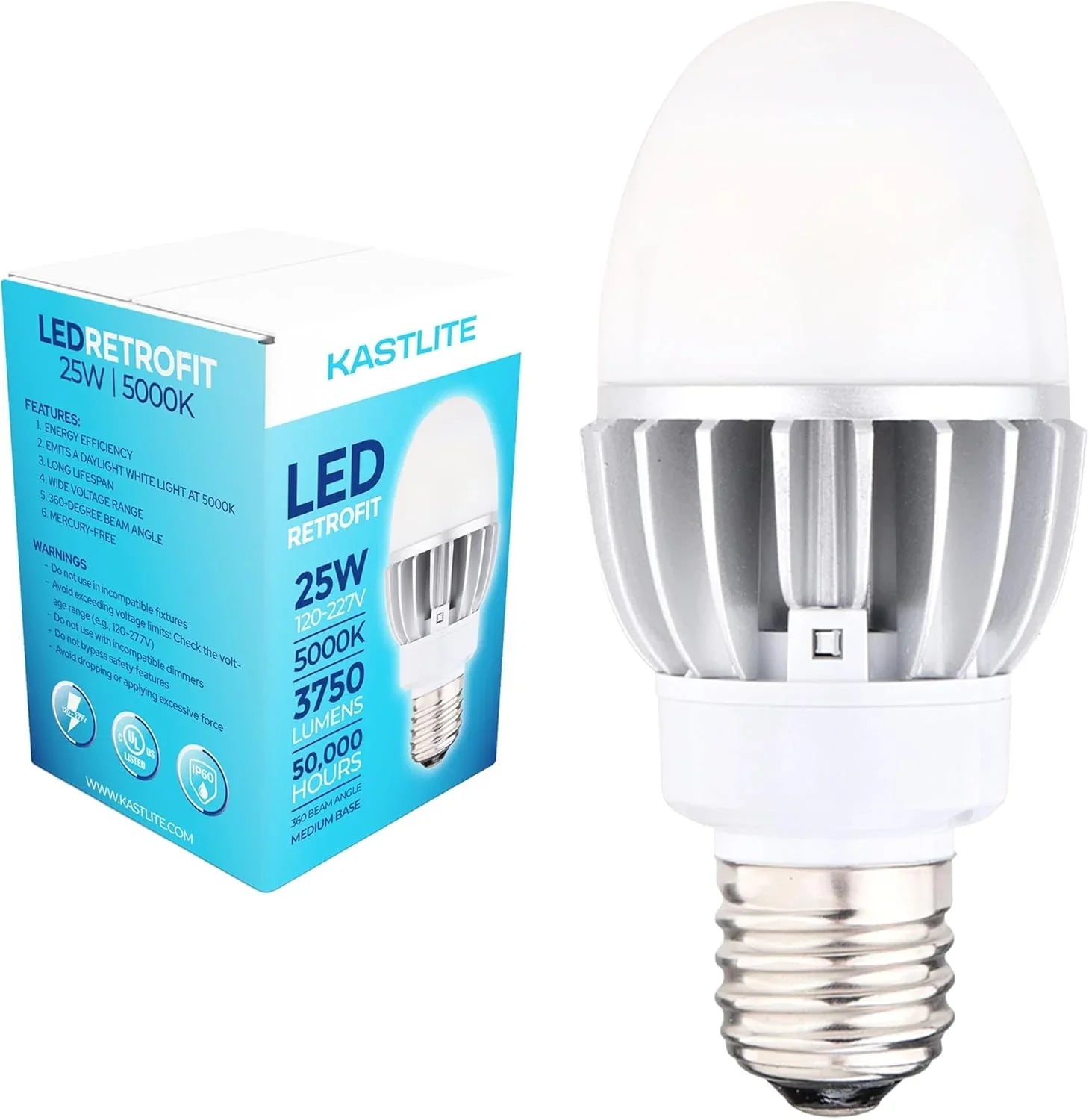 25 Watt Commercial LED Light Bulb, 100W Equivalent HID Replacement