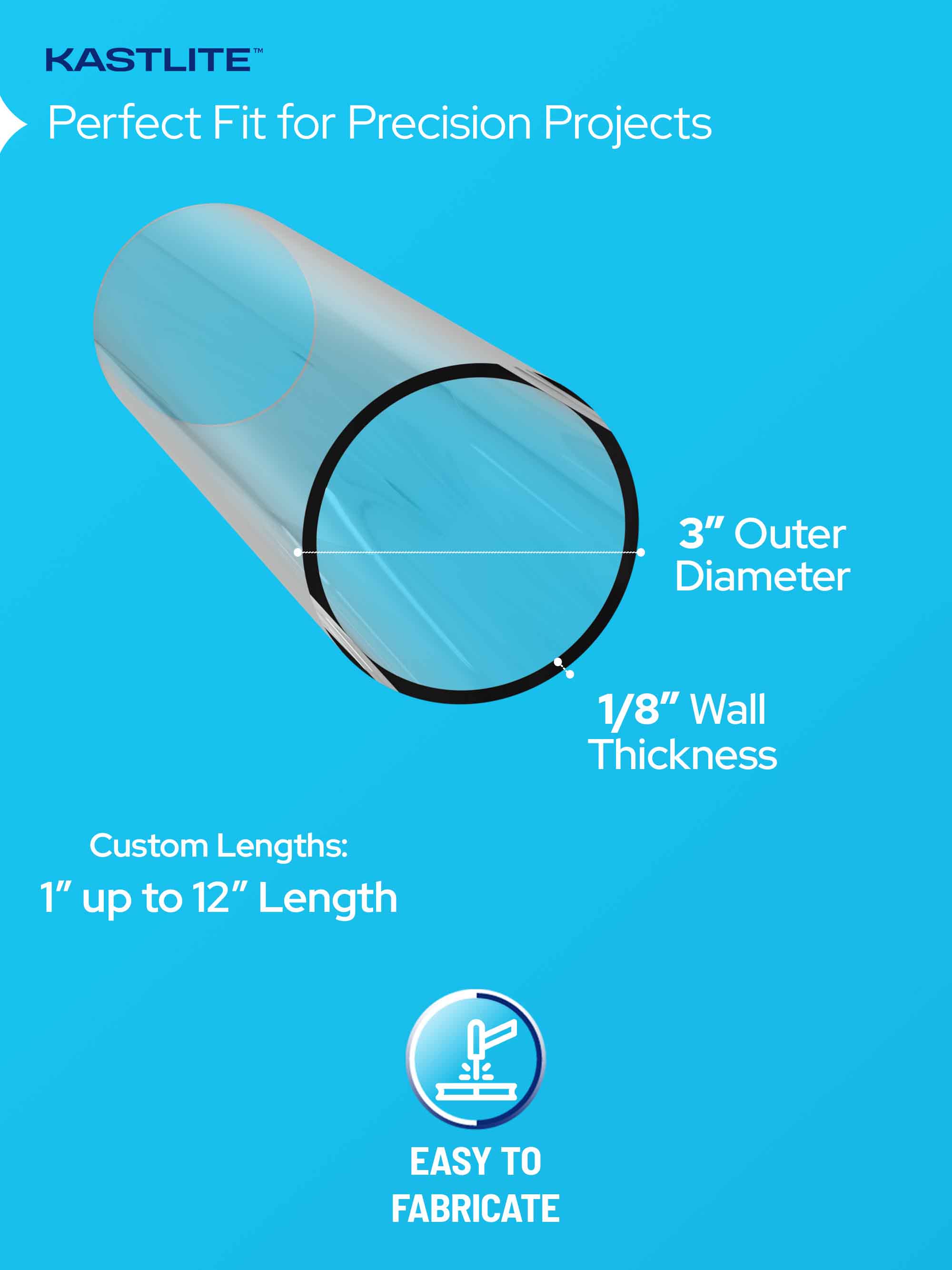 Custom Clear Acrylic Tube – 1/8” Thick Wall Custom Length Pipe