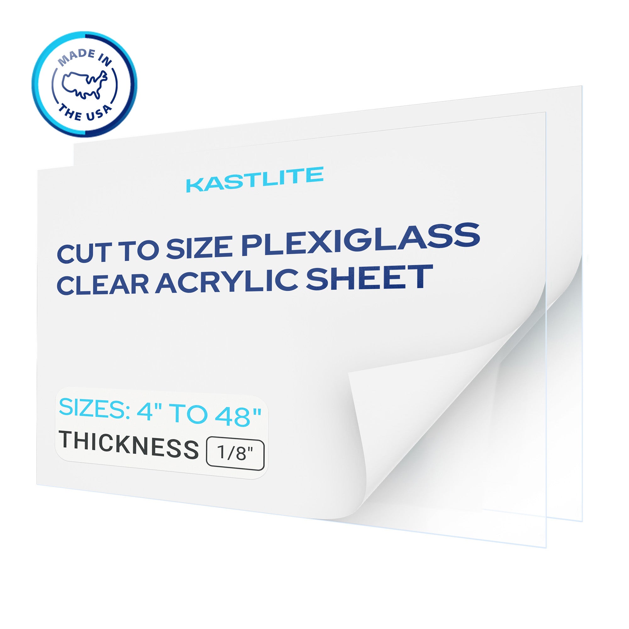 1/8" Thick Cut to Size Clear Acrylic Plexiglass Sheet