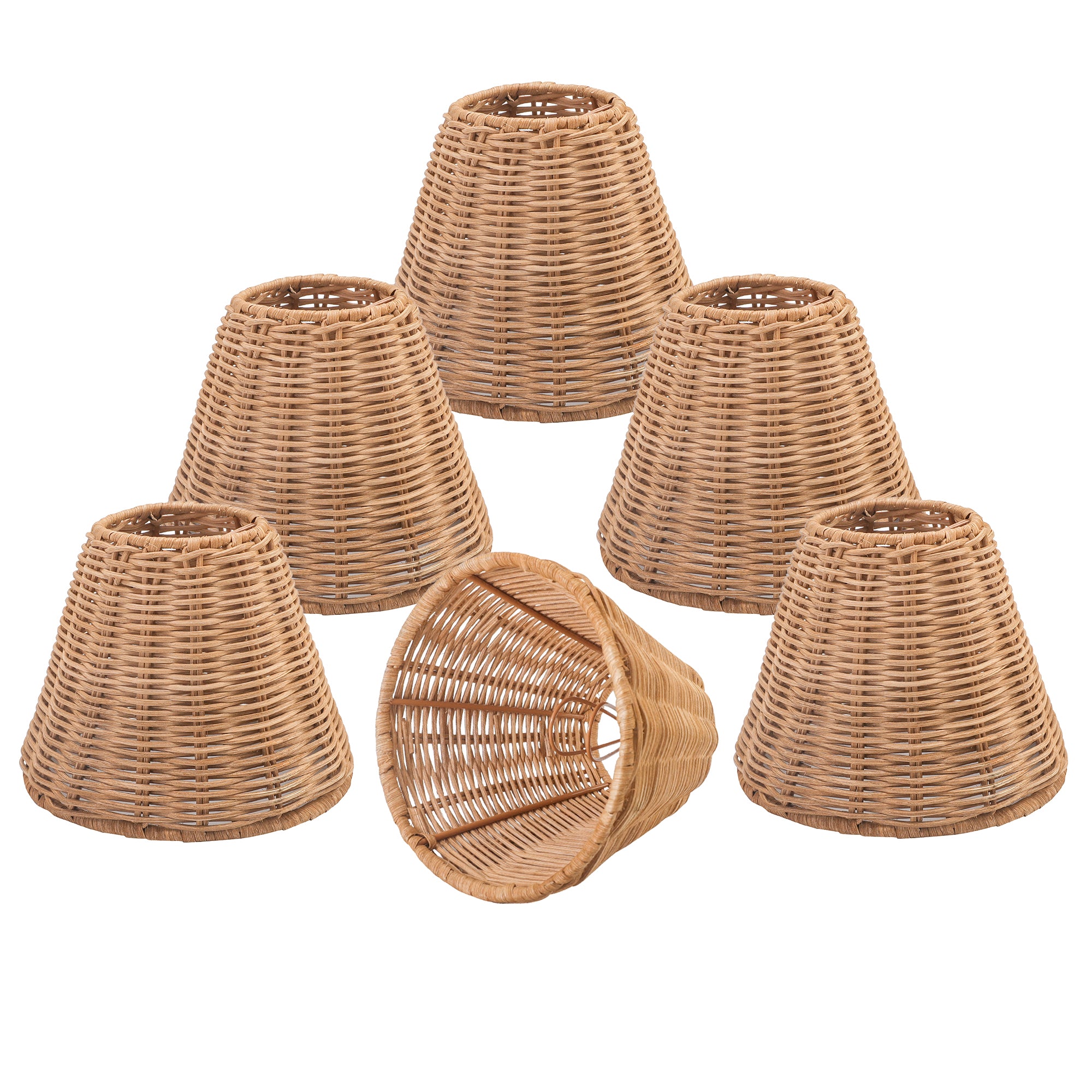 Woven Rattan Chandelier Lamp Shades | 6 Packs