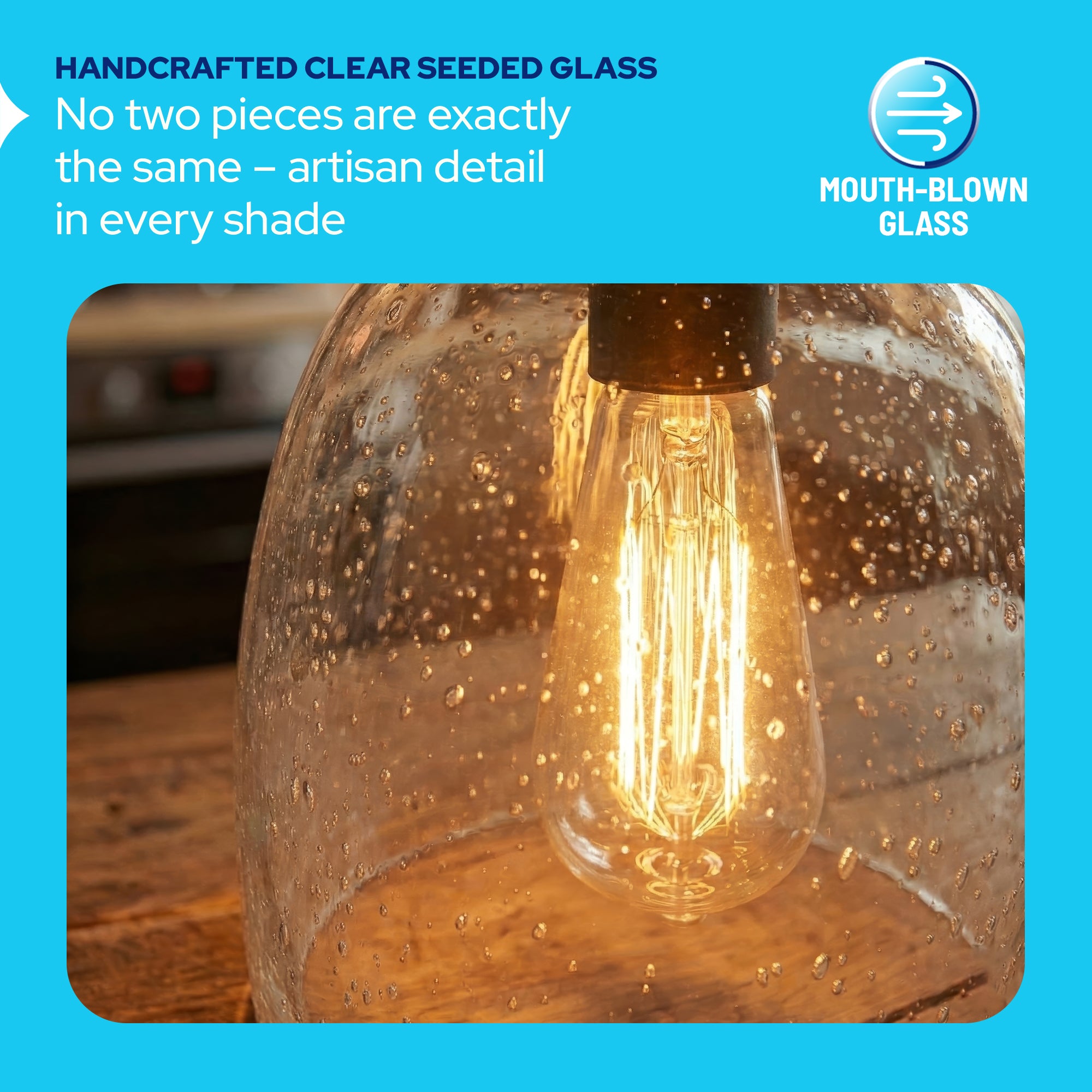 Clear Seeded Glass Shade Replacement