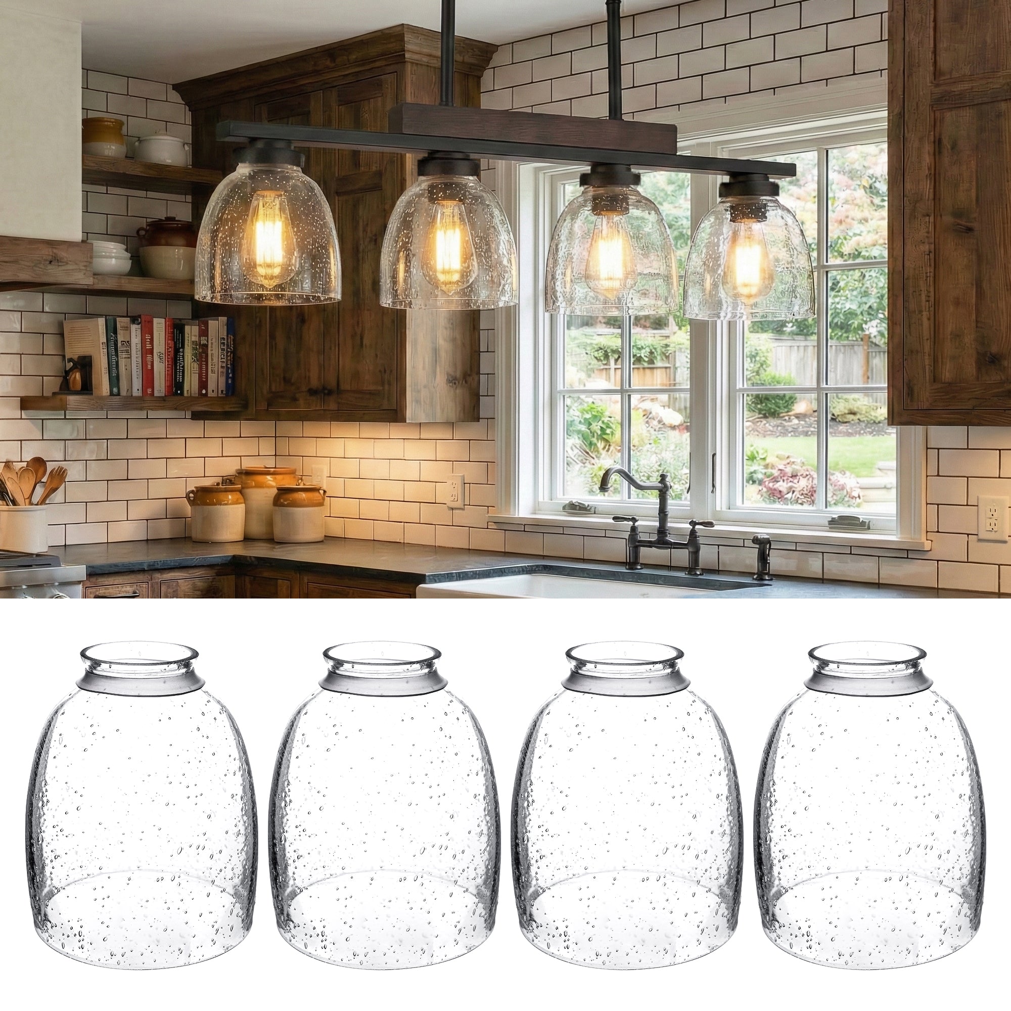 Clear Seeded Glass Shade Replacement