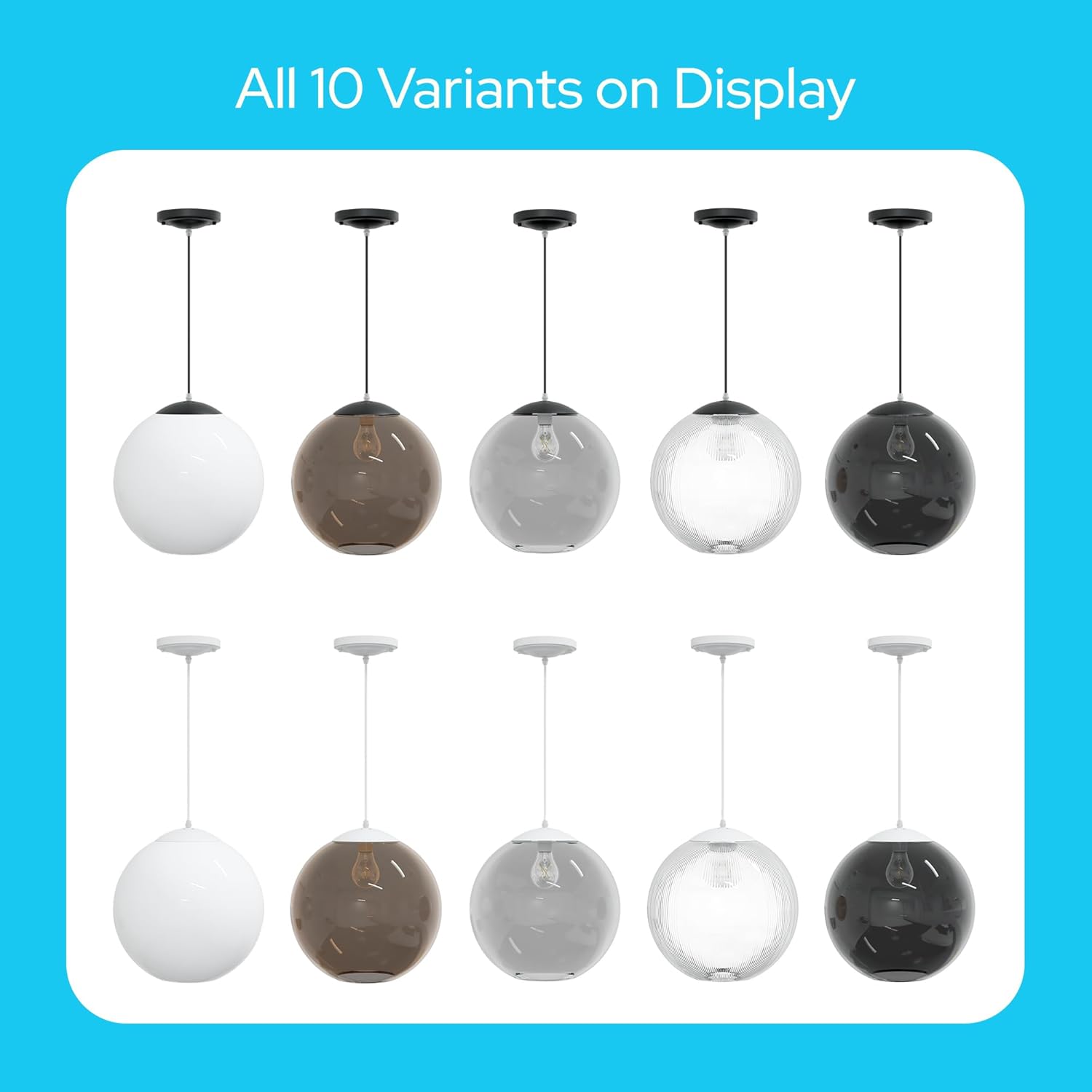 12" Acrylic Globe Pendant Light Fixture