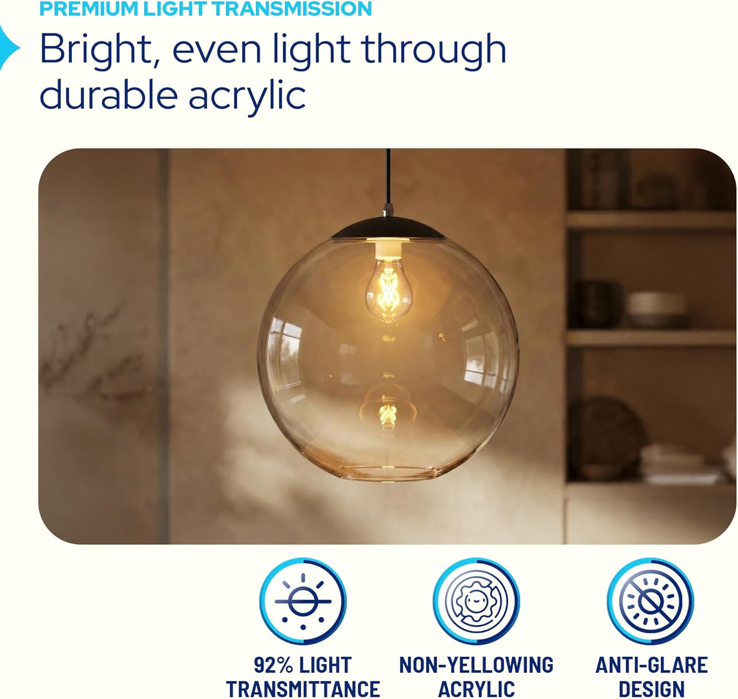 12" Acrylic Globe Pendant Light Fixture