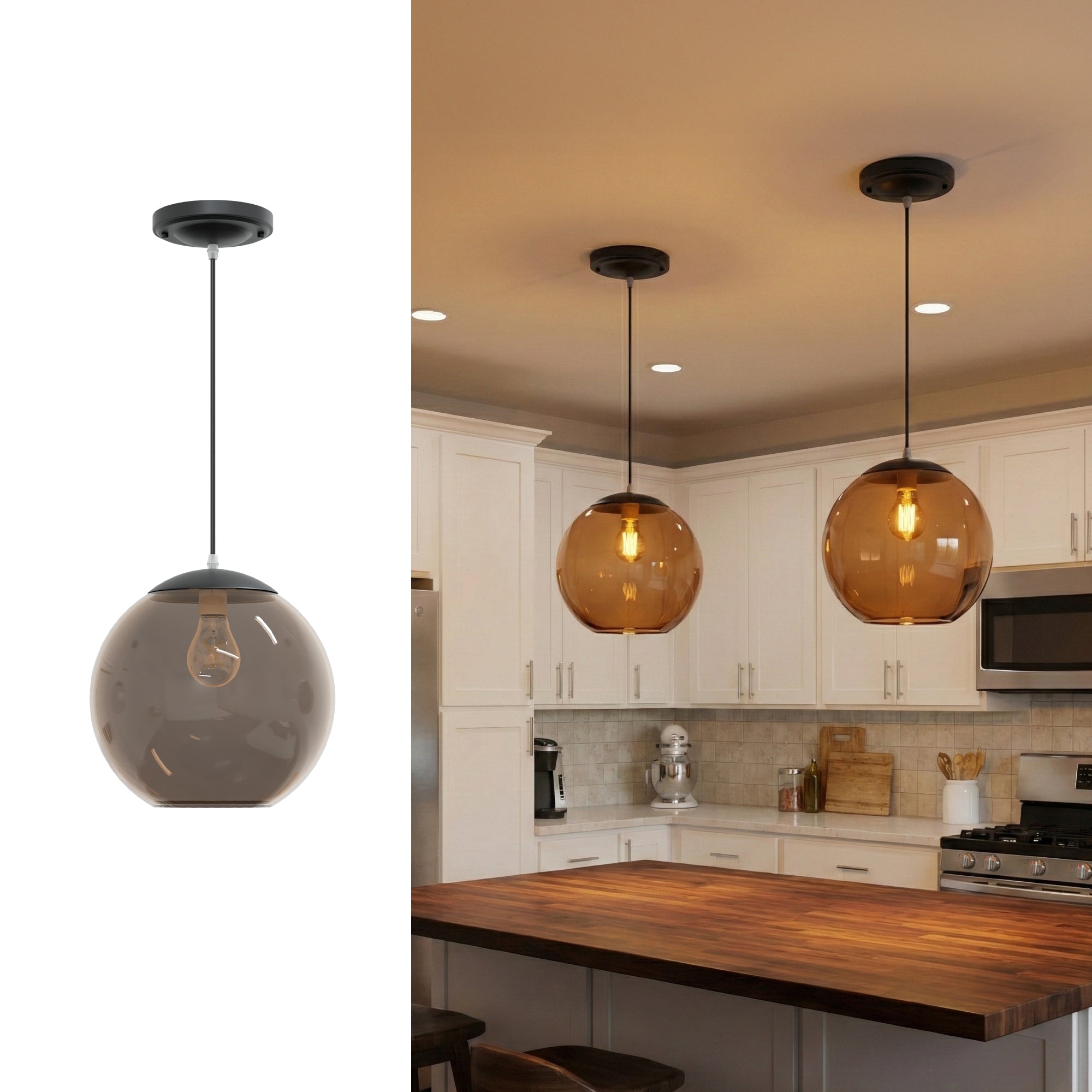 10" Acrylic Globe Pendant Light Fixture