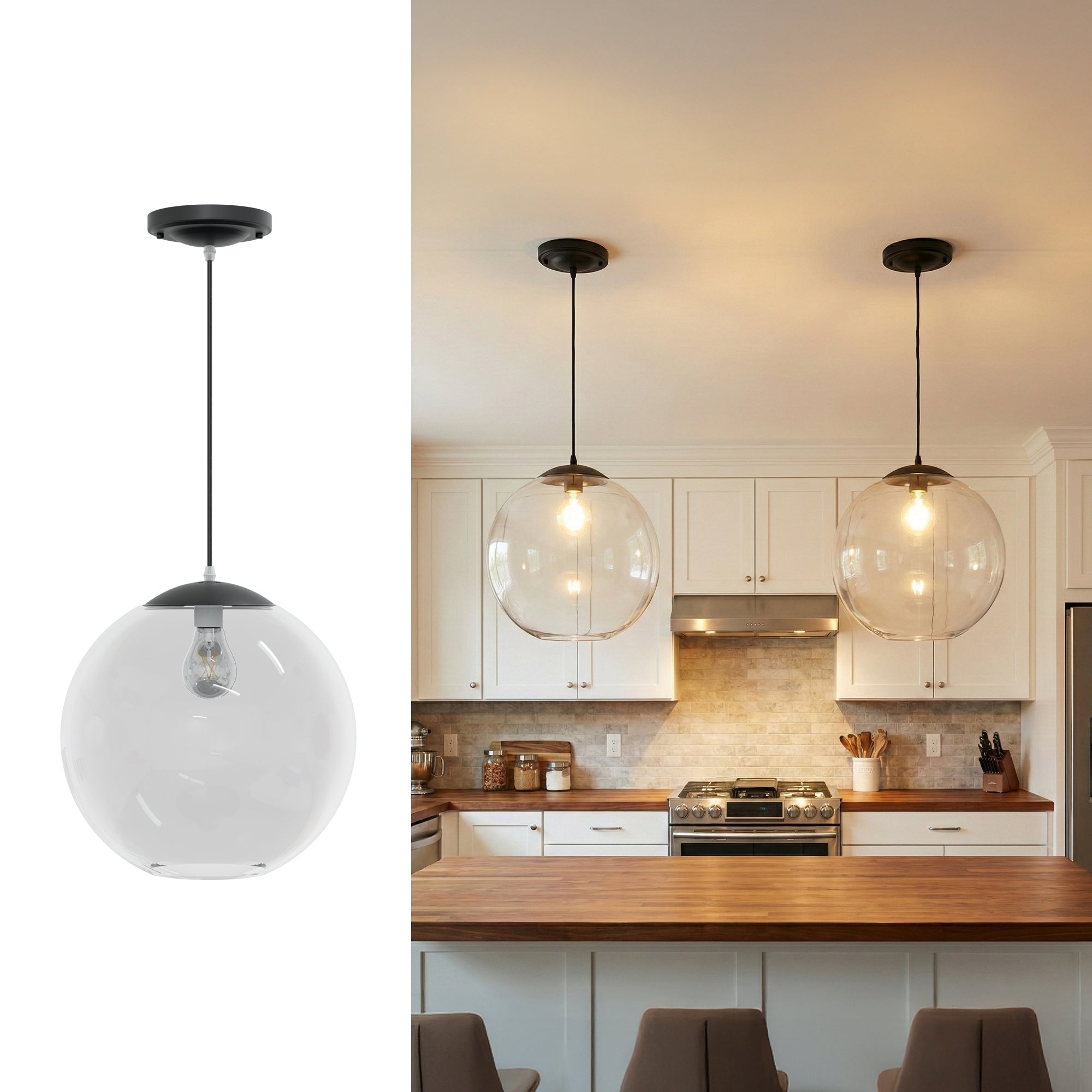 12" Acrylic Globe Pendant Light Fixture