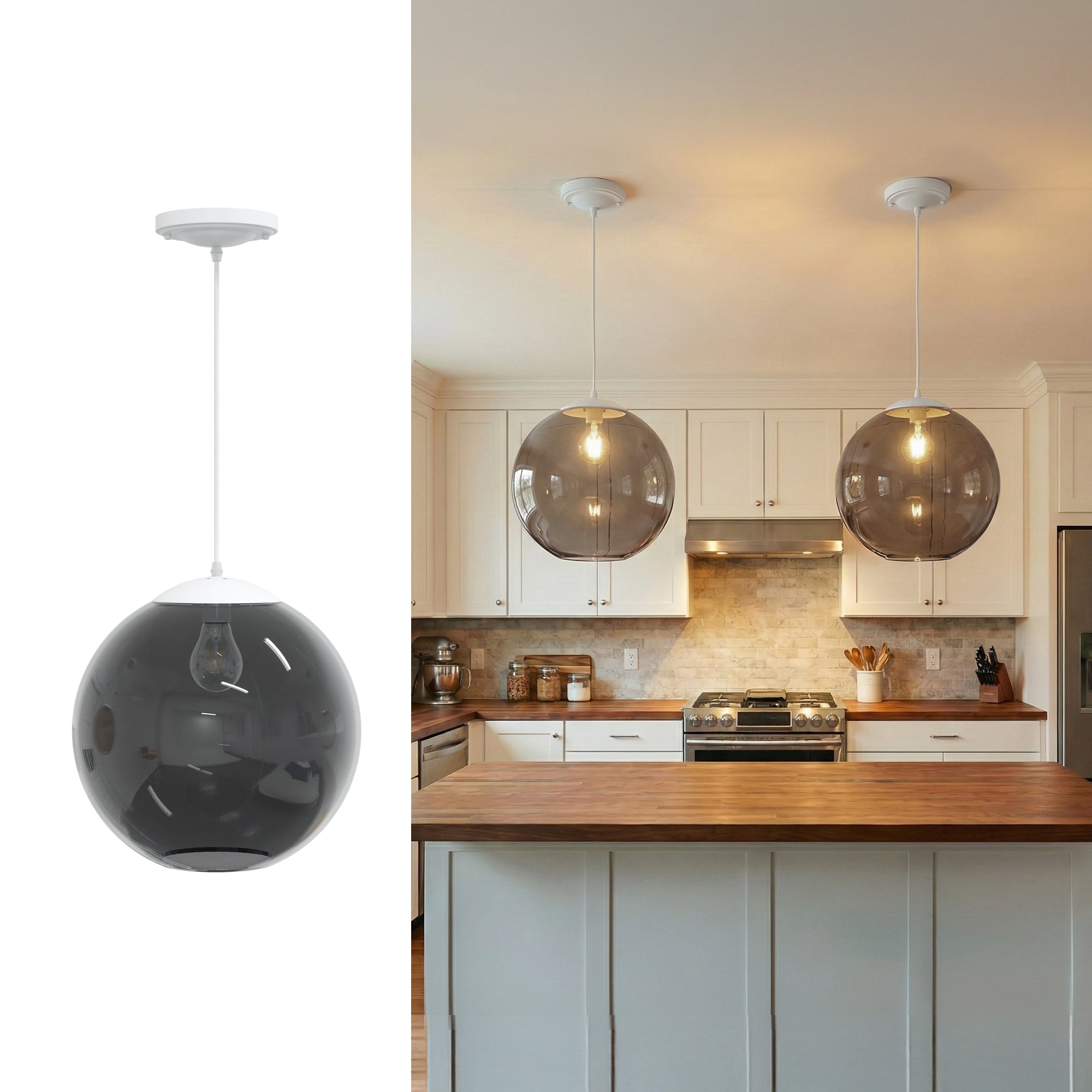 12" Acrylic Globe Pendant Light Fixture