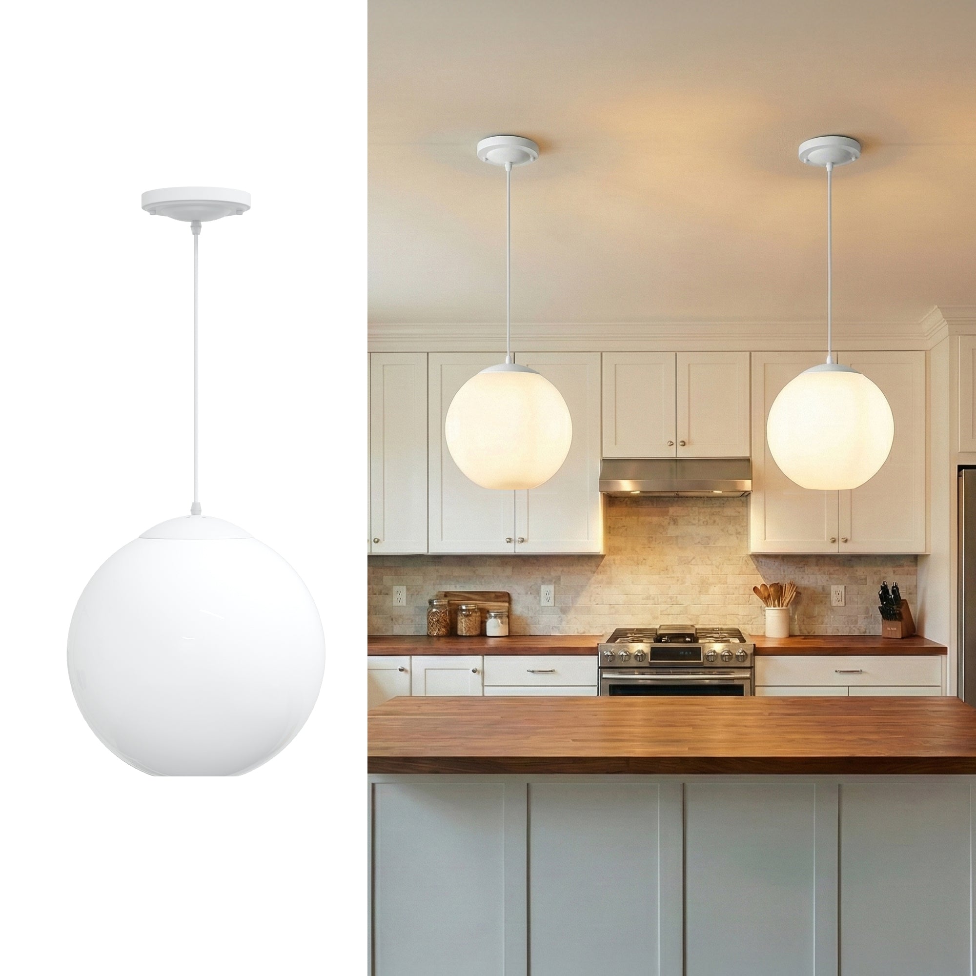 12" Acrylic Globe Pendant Light Fixture