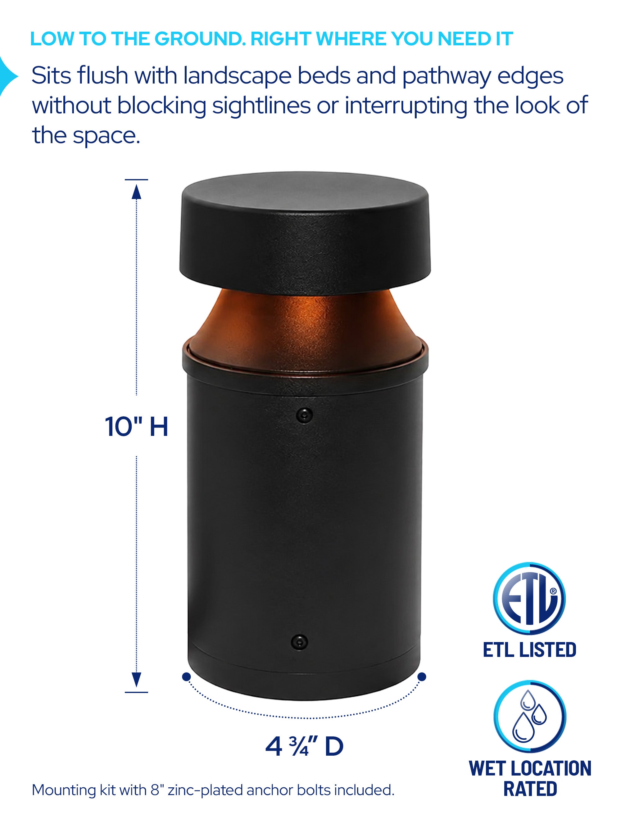 AmberLED Low Profile Pathway Bollard