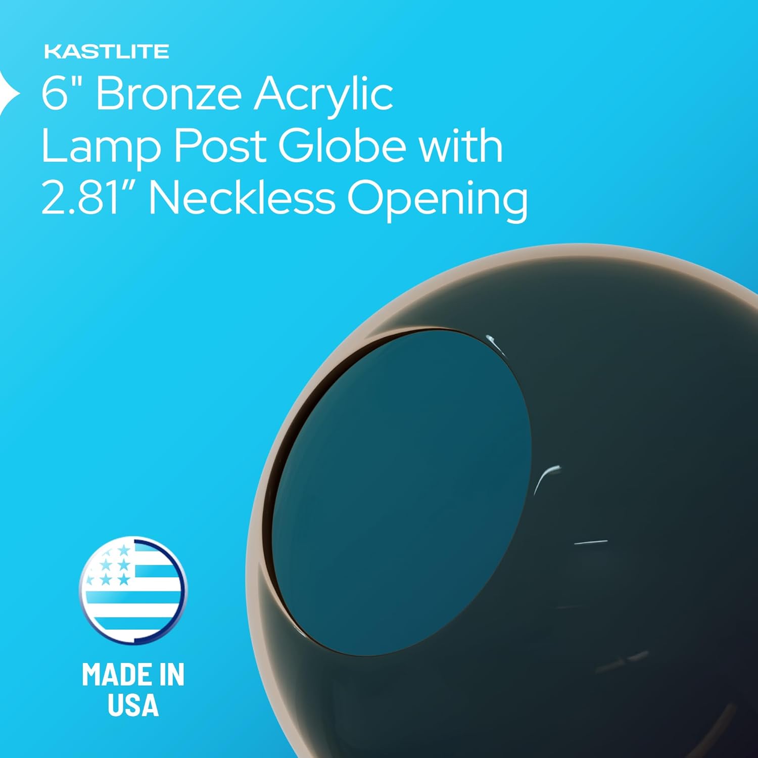 6" Globe with 2.81" Neckless Opening installed on lamp post fixture