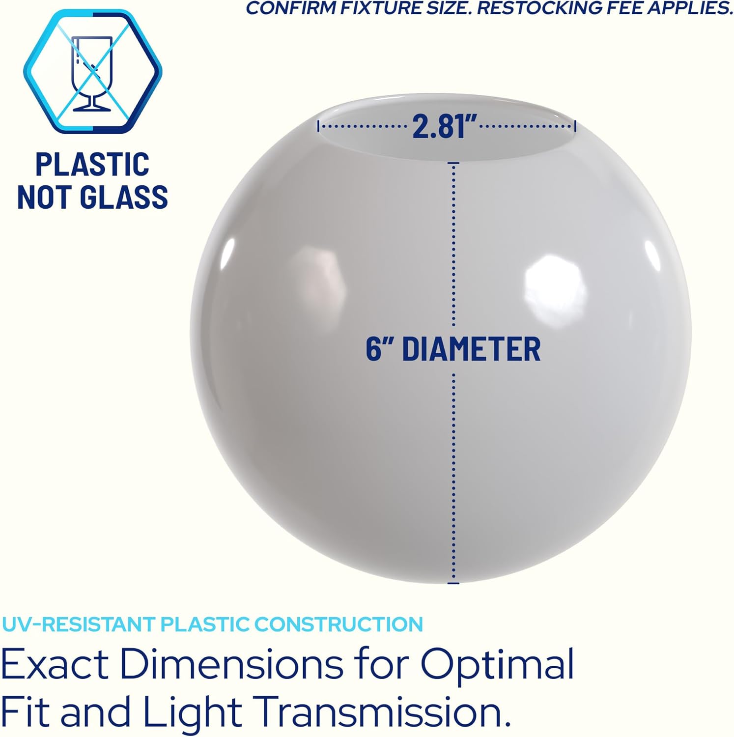 6" Globe with 2.81" Neckless Opening installed on lamp post fixture