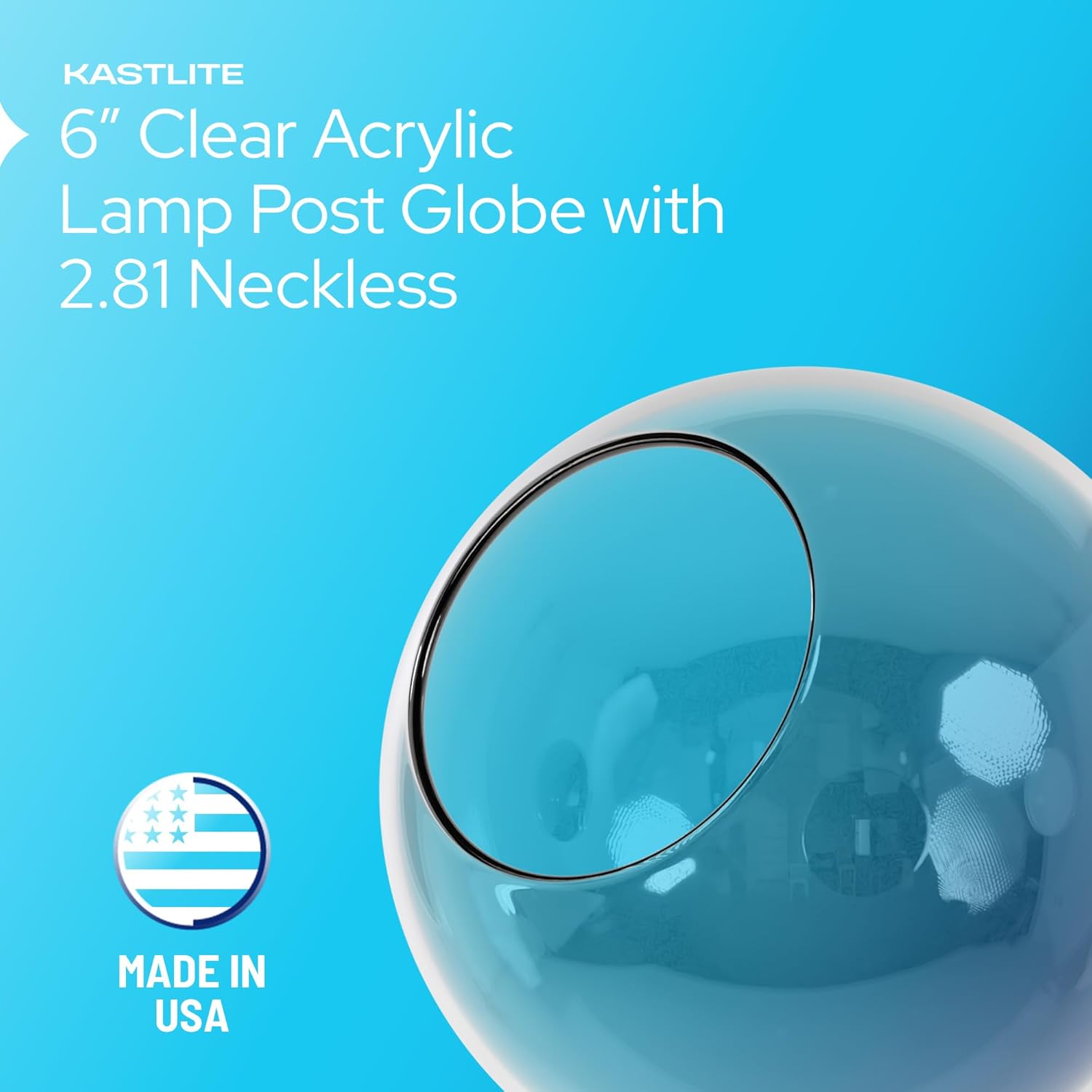 6" Globe with 2.81" Neckless Opening installed on lamp post fixture