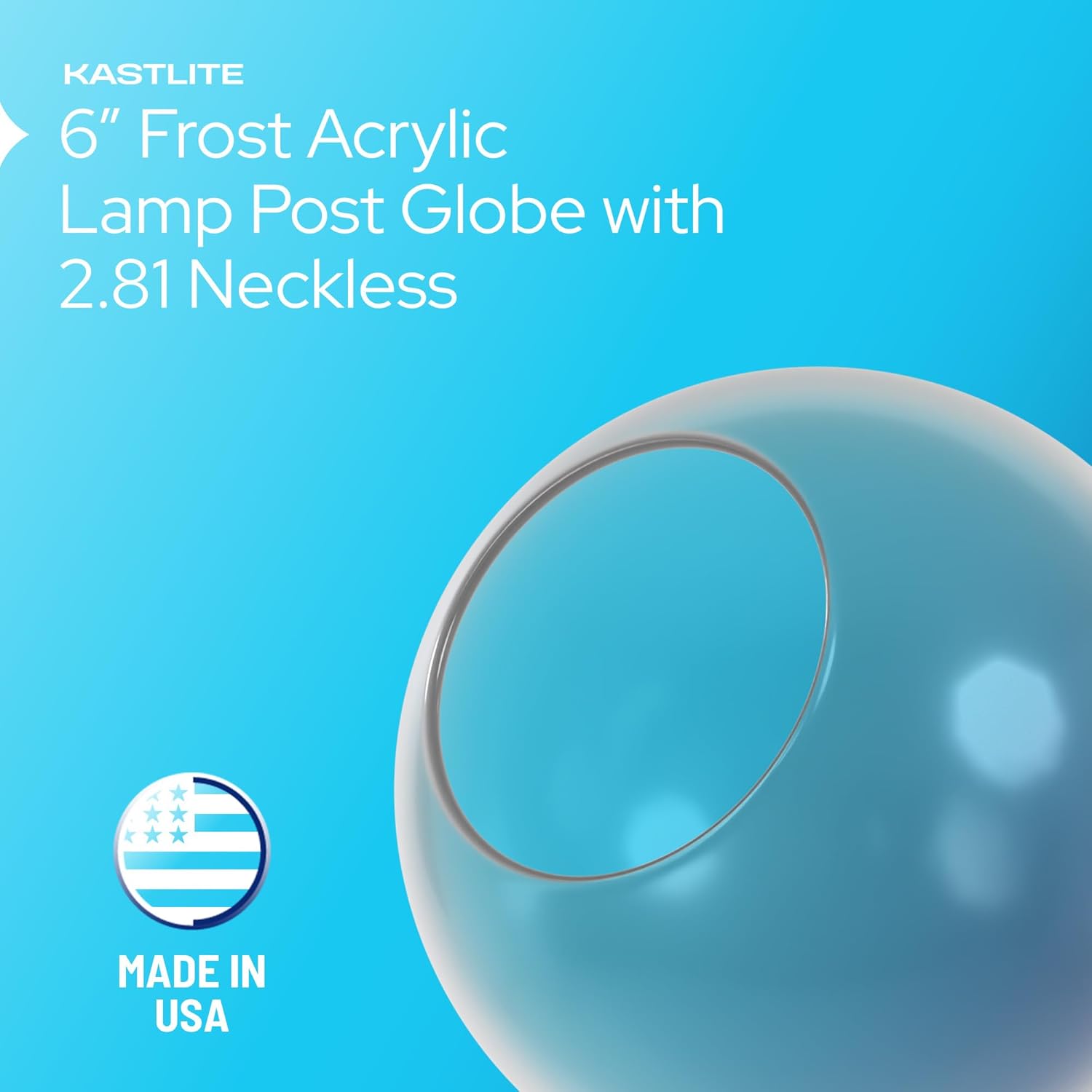 6" Globe with 2.81" Neckless Opening installed on lamp post fixture