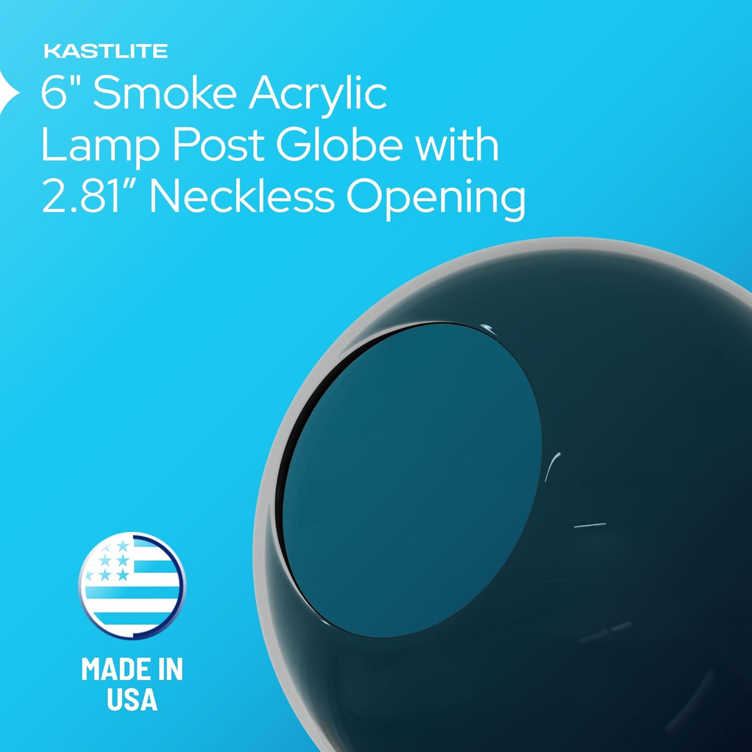 6" Globe with 2.81" Neckless Opening installed on lamp post fixture