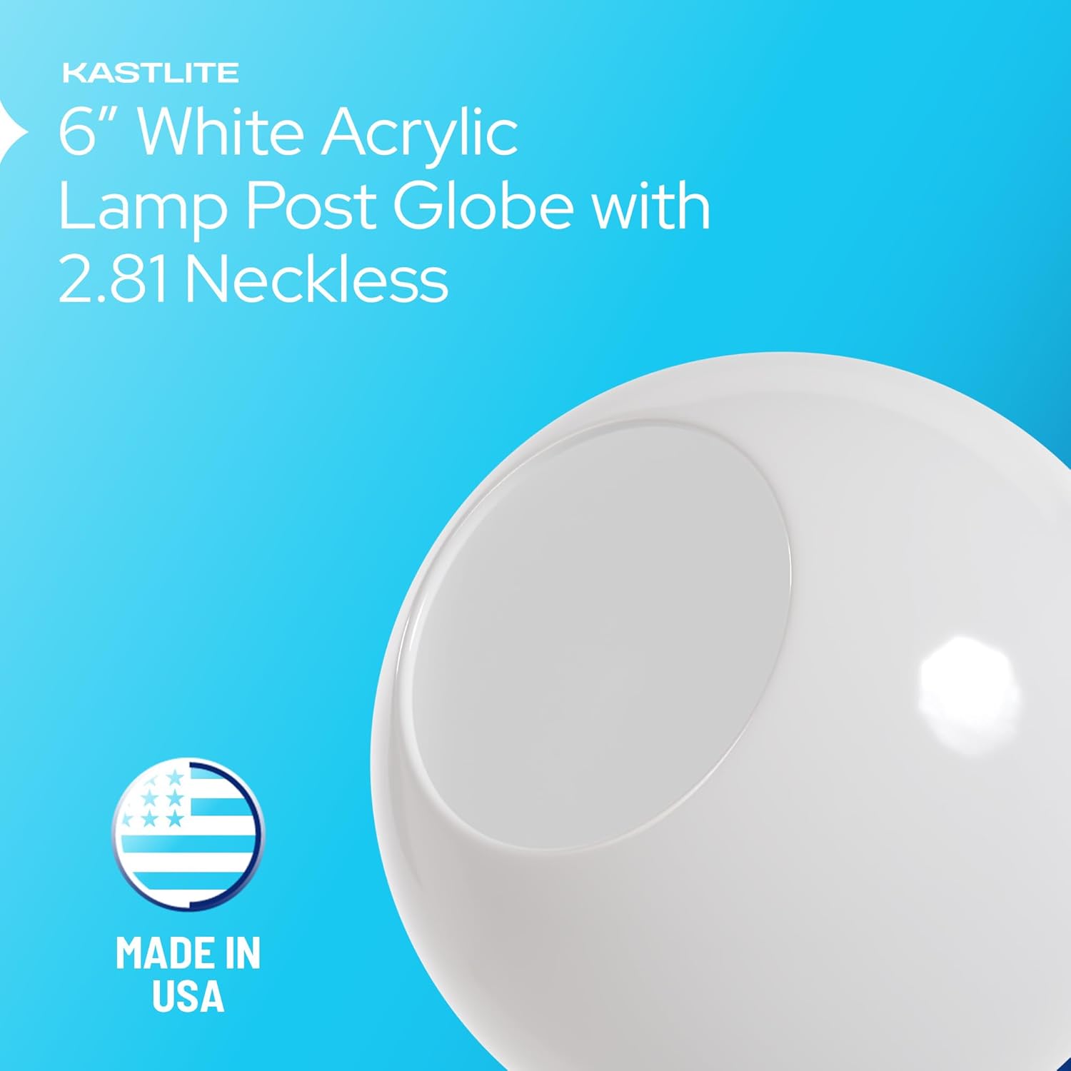 6" Globe with 2.81" Neckless Opening installed on lamp post fixture