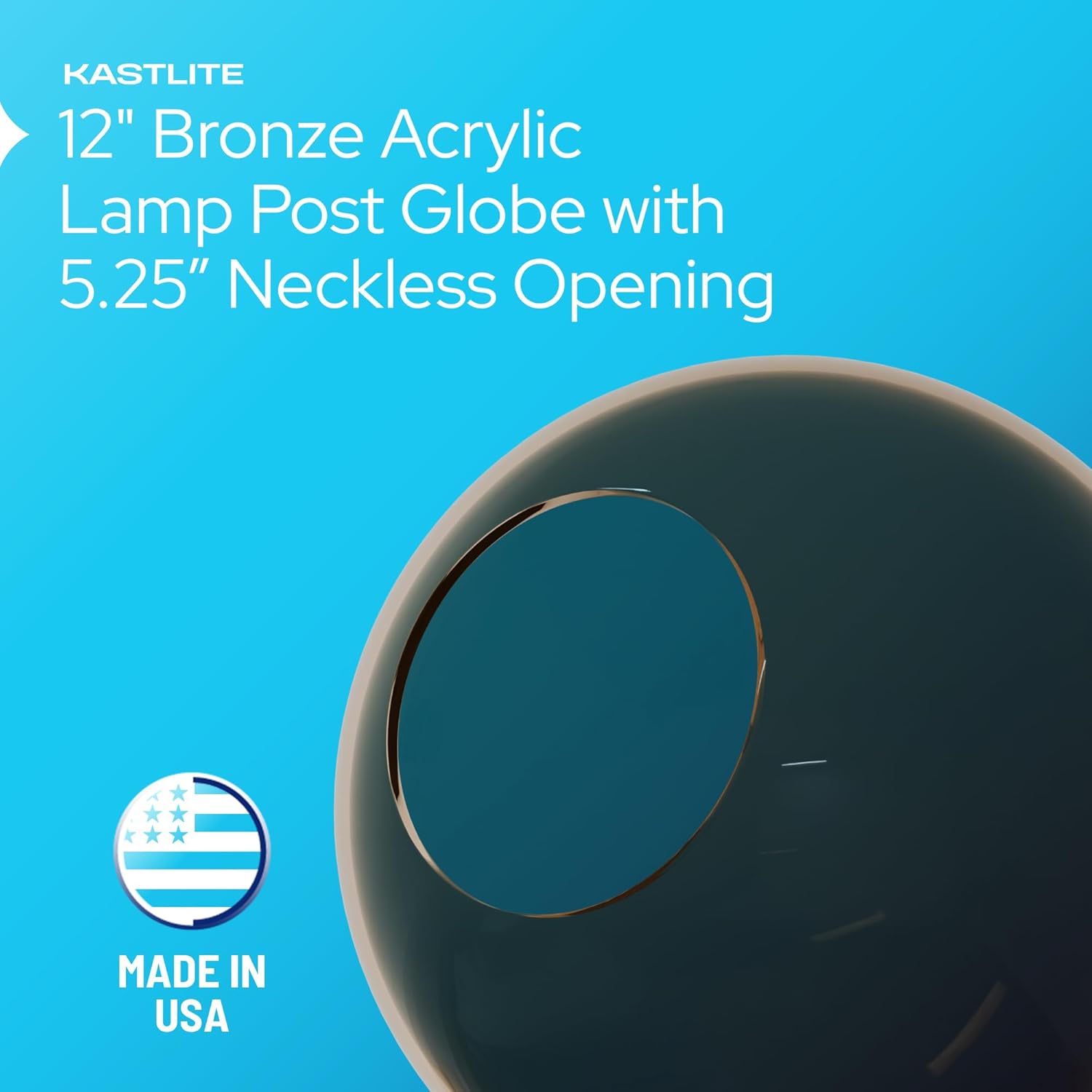 12" Globe with 5.25" Neckless Opening installed on lamp post fixture