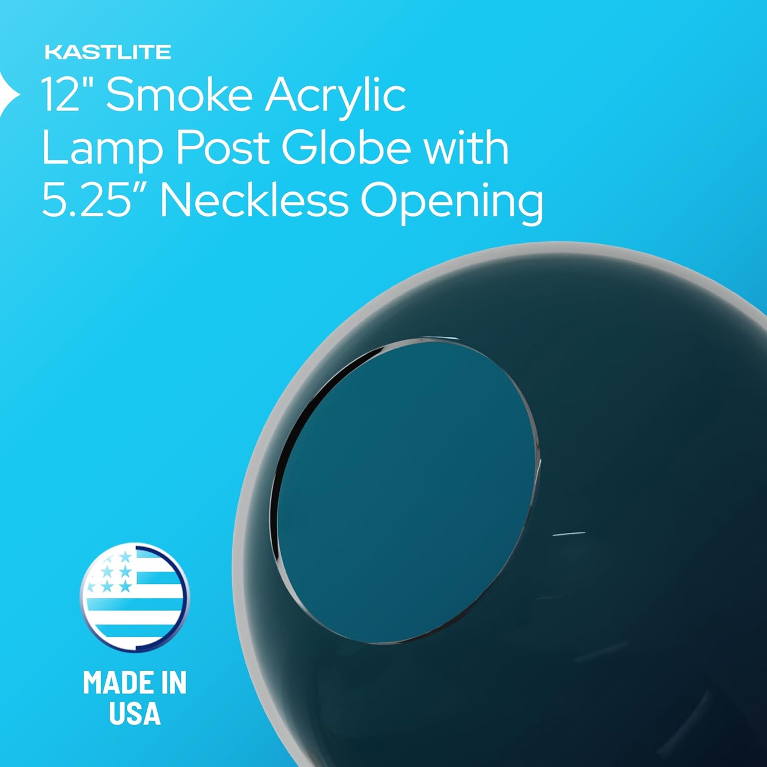 12" Globe with 5.25" Neckless Opening installed on lamp post fixture