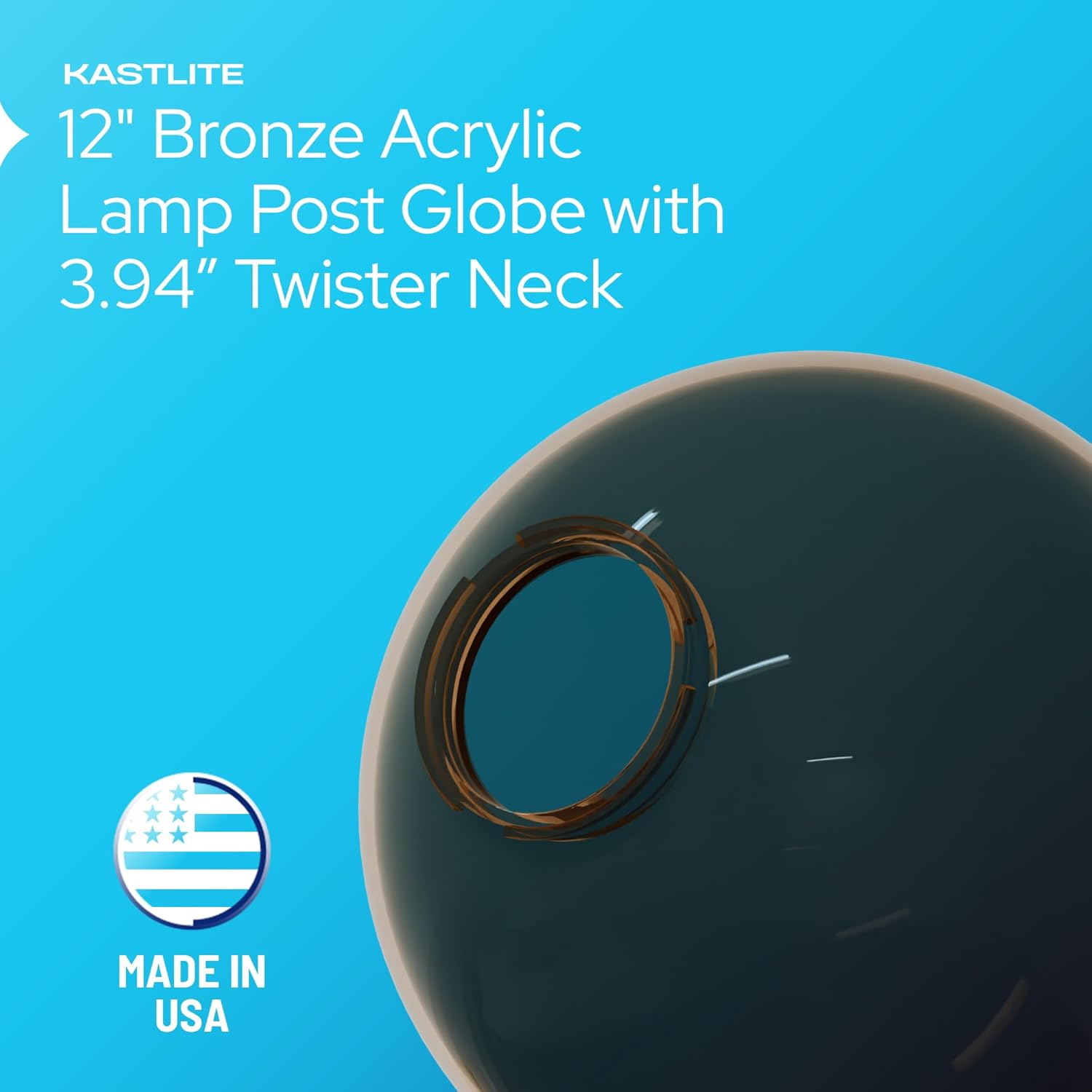12" Globe with 3.94" Twist Lock Neck installed on lamp post fixture