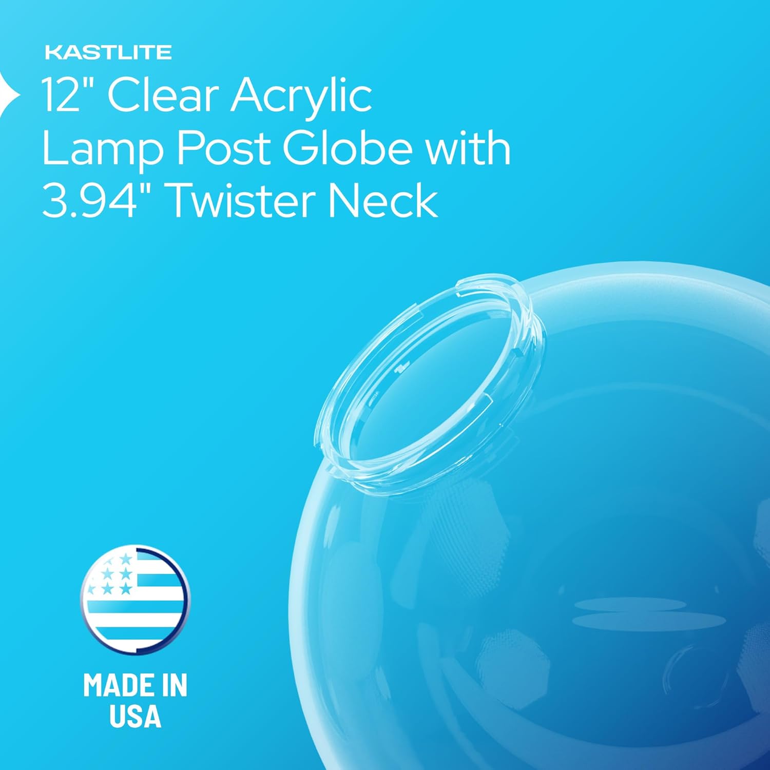 12" Globe with 3.94" Twist Lock Neck installed on lamp post fixture