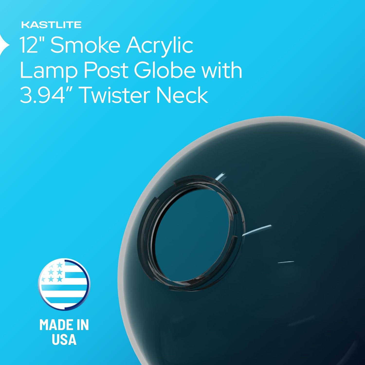 12" Globe with 3.94" Twist Lock Neck installed on lamp post fixture