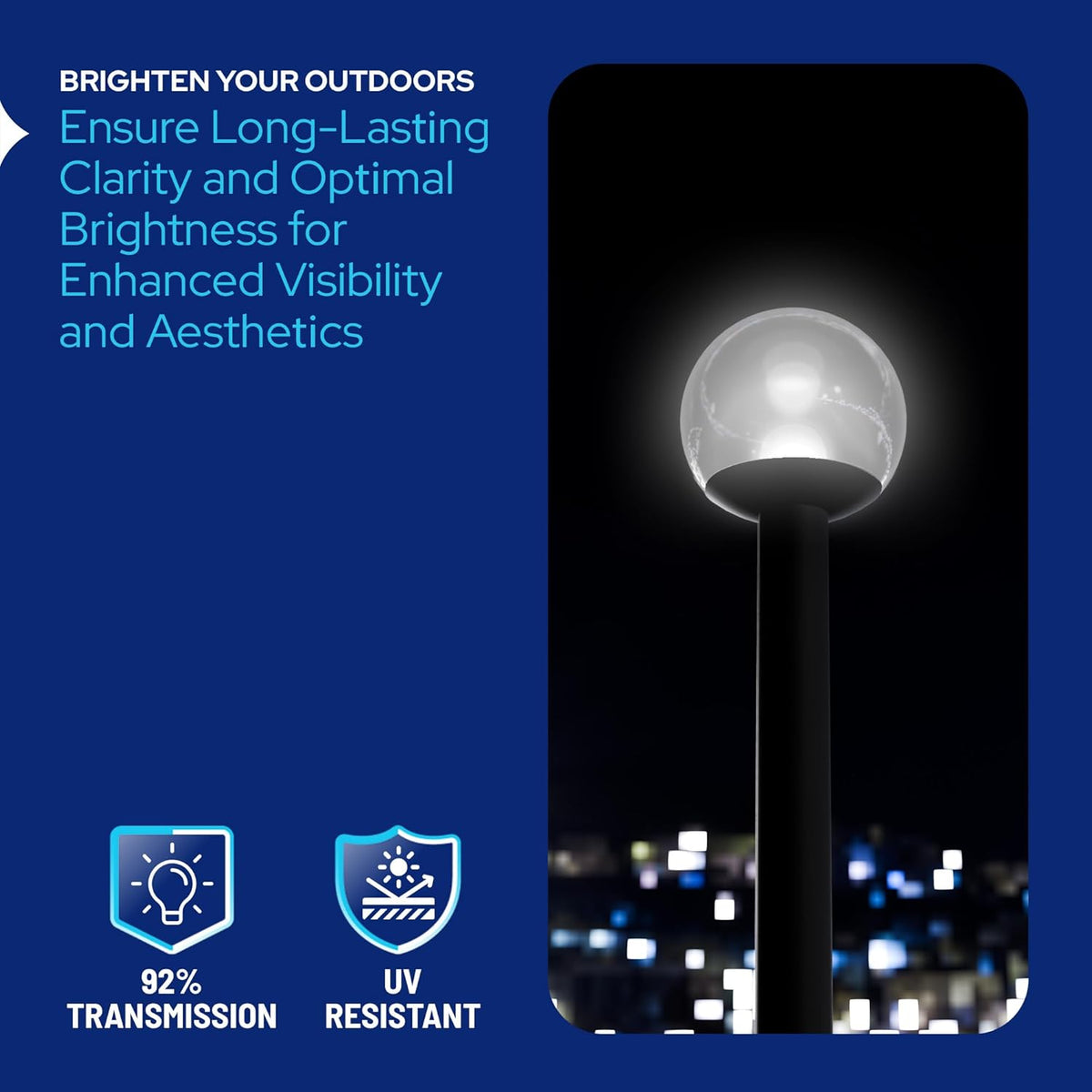 14" Custom Lamp Post Globe installed on lamp post fixture