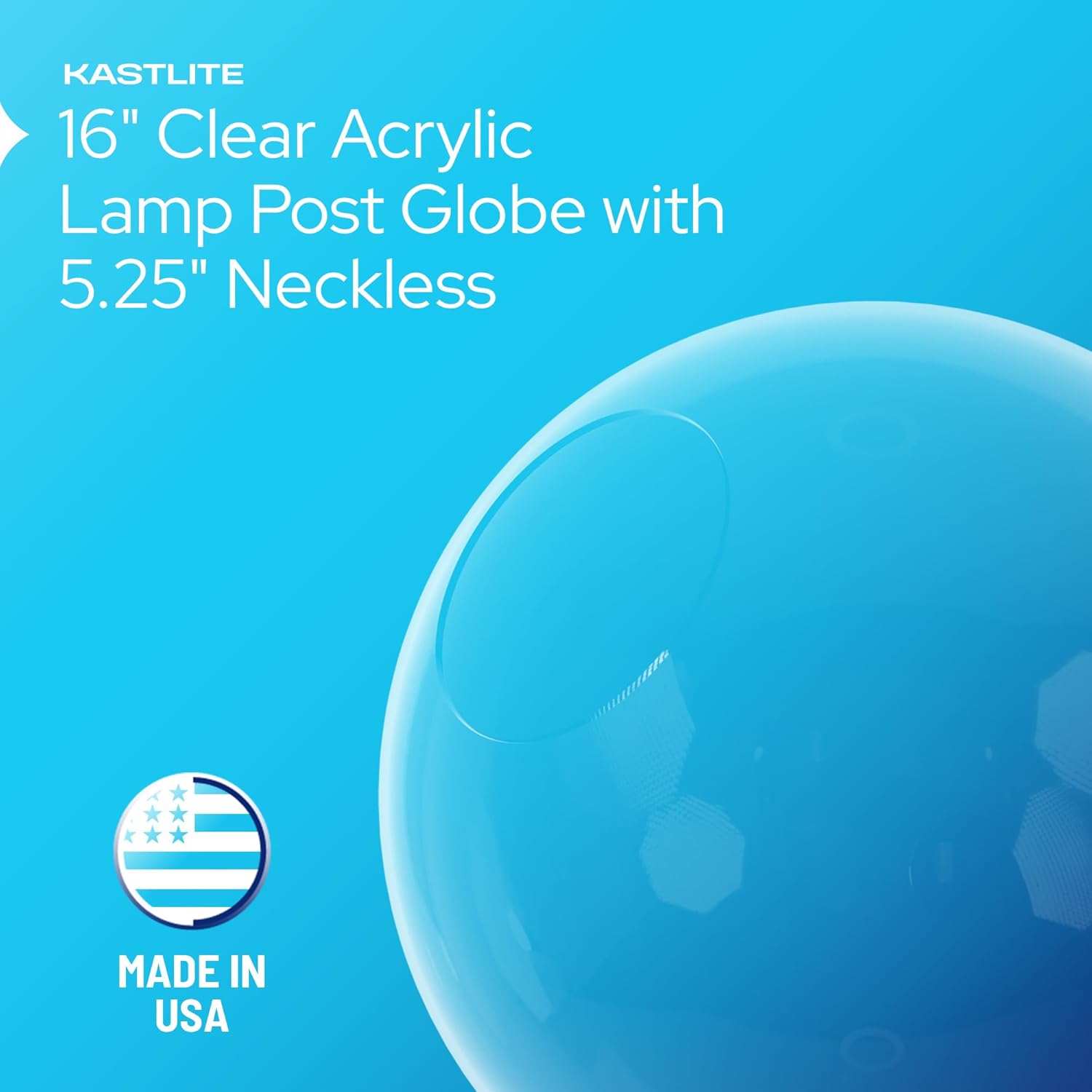 16" Globe with 5.25" Neckless Opening installed on lamp post fixture