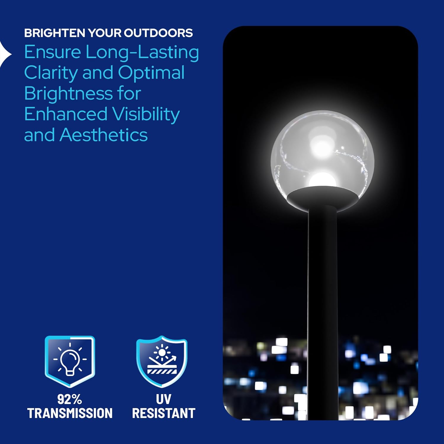 16" Custom Lamp Post Globe installed on lamp post fixture