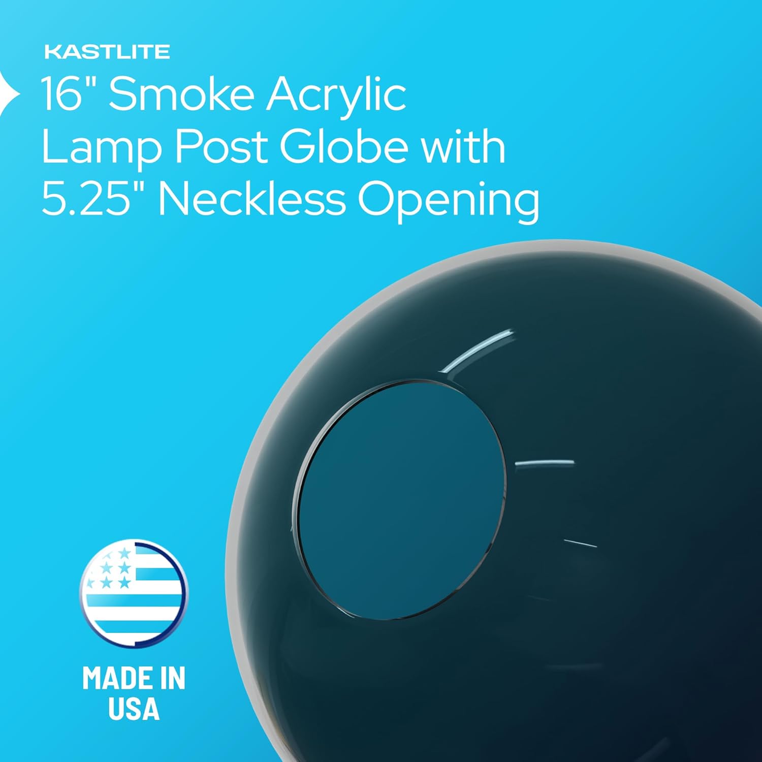 16" Globe with 5.25" Neckless Opening installed on lamp post fixture