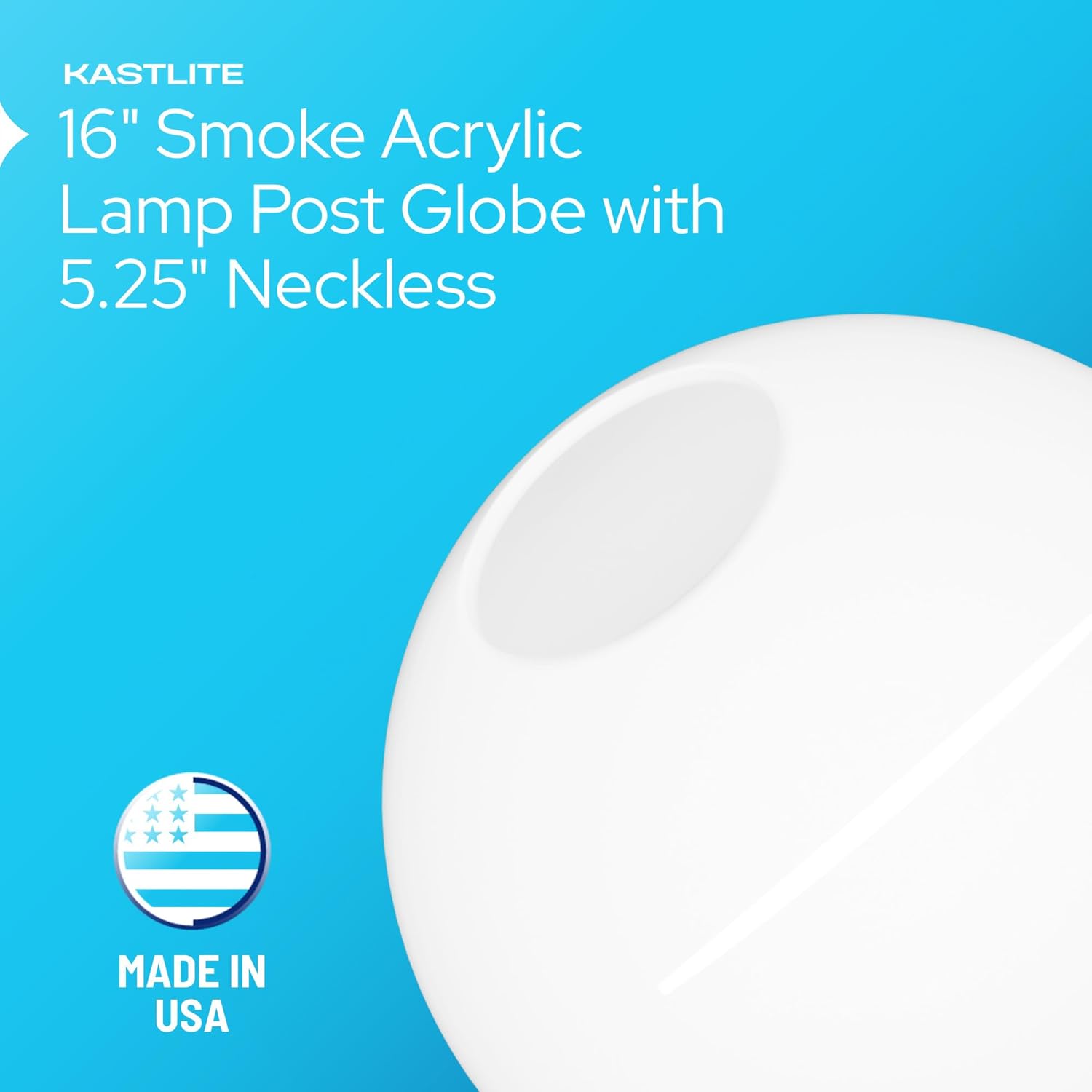 16" Globe with 5.25" Neckless Opening installed on lamp post fixture