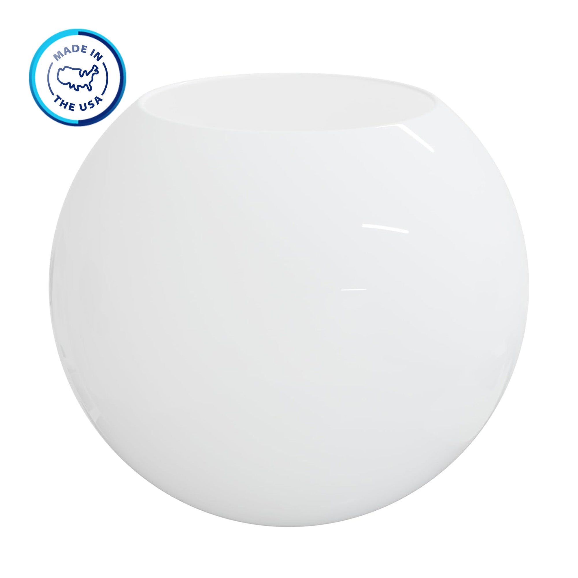 white custom cut glass globe light fixture 'made in usa'
