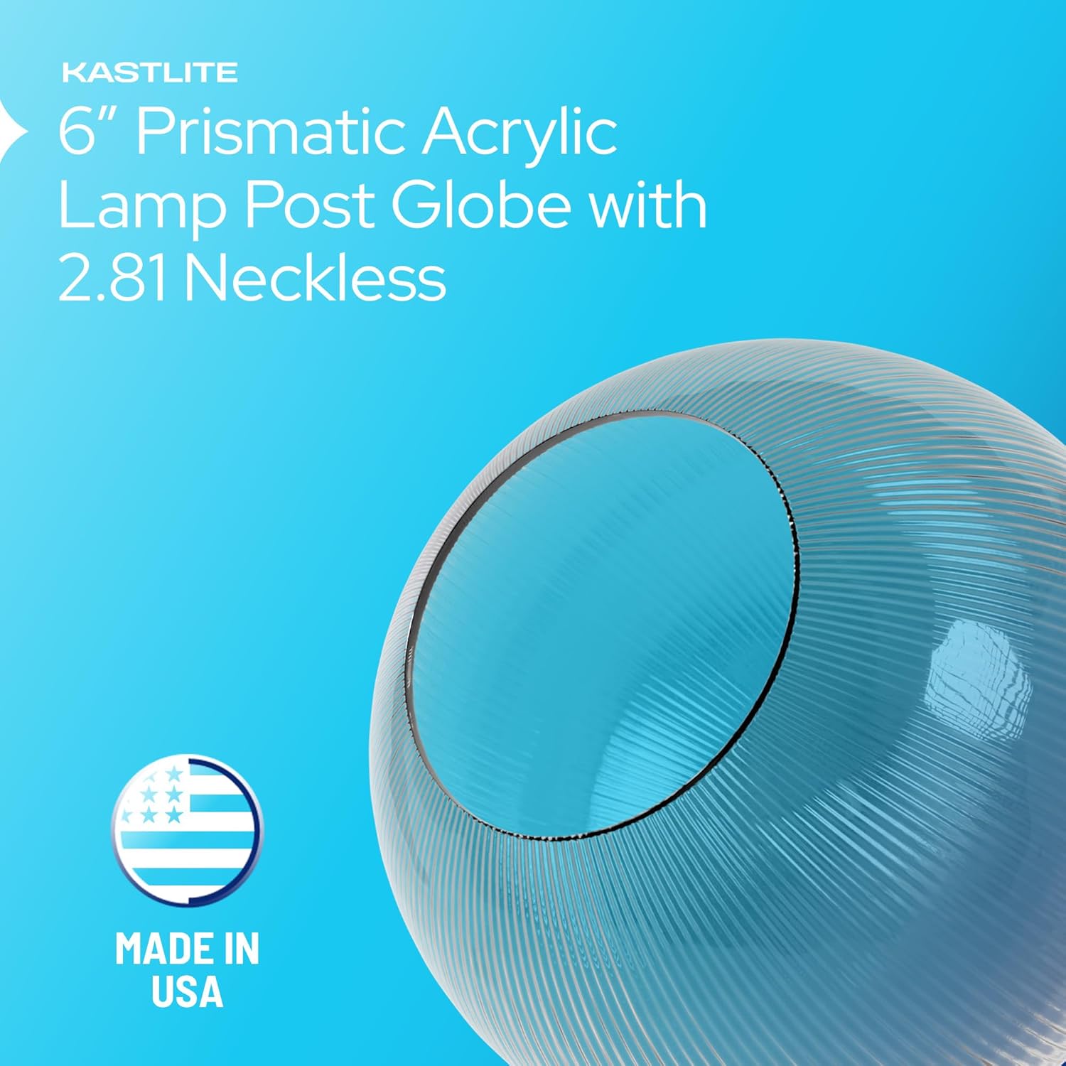 6" Globe with 2.81" Neckless Opening installed on lamp post fixture