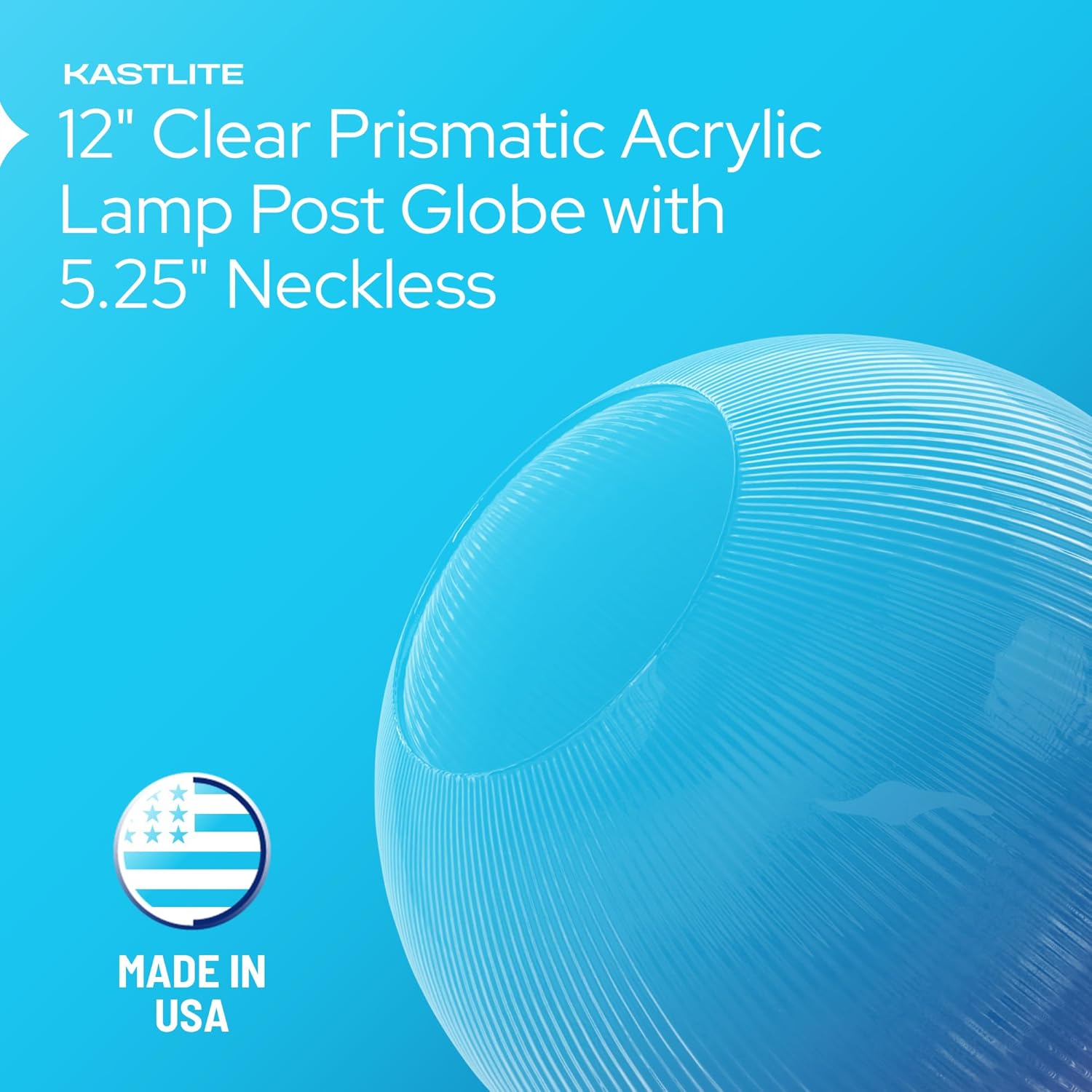 12" Globe with 5.25" Neckless Opening installed on lamp post fixture